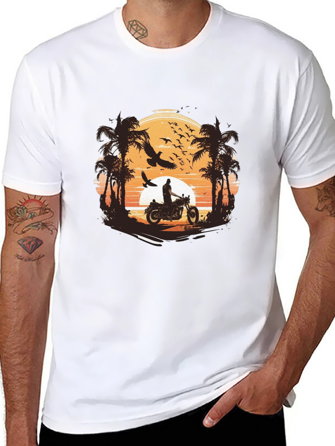 Sunset Ride Graphic Tee - Classic Black Cotton