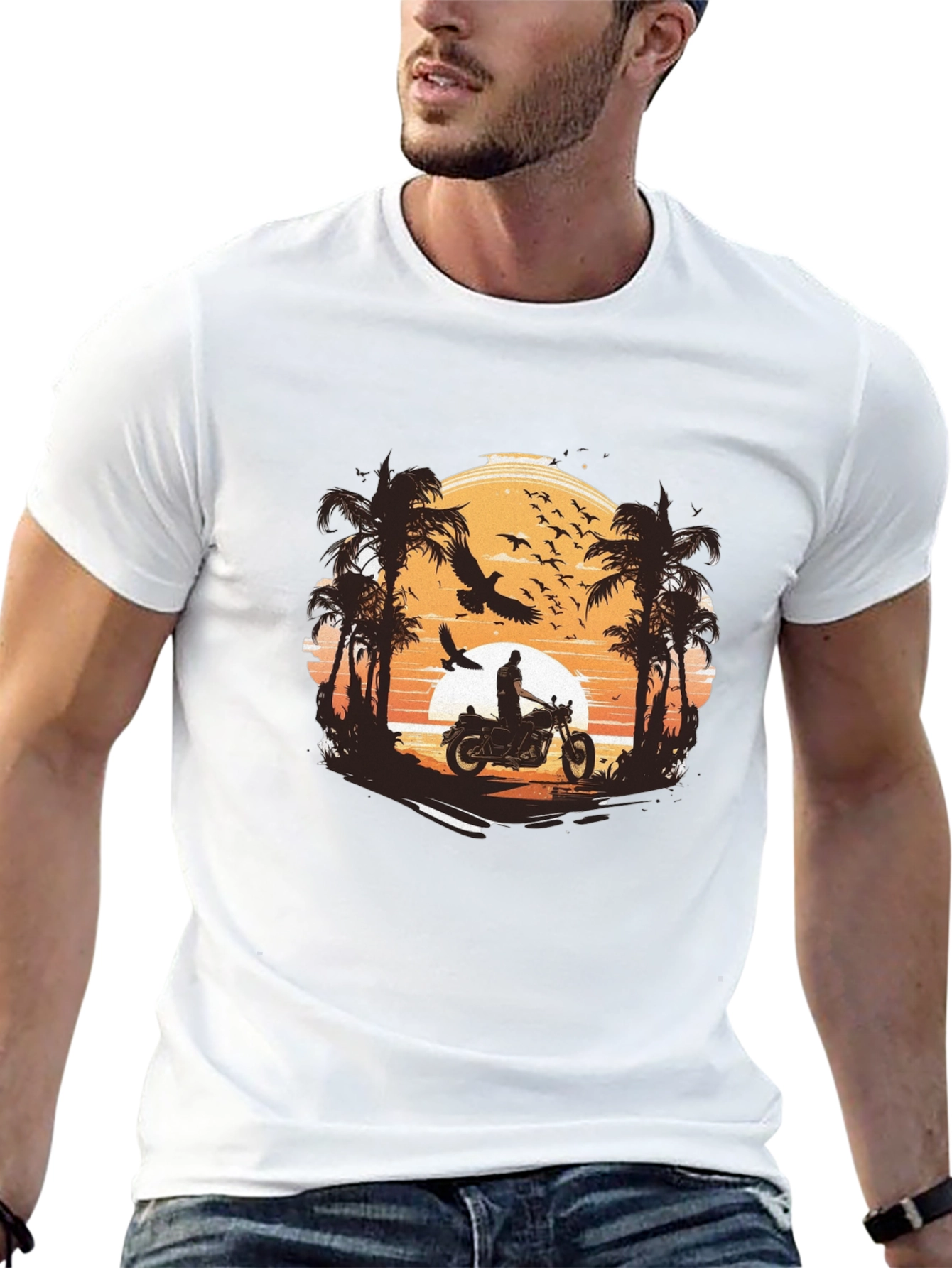 Sunset Ride Graphic Tee - Classic Black Cotton