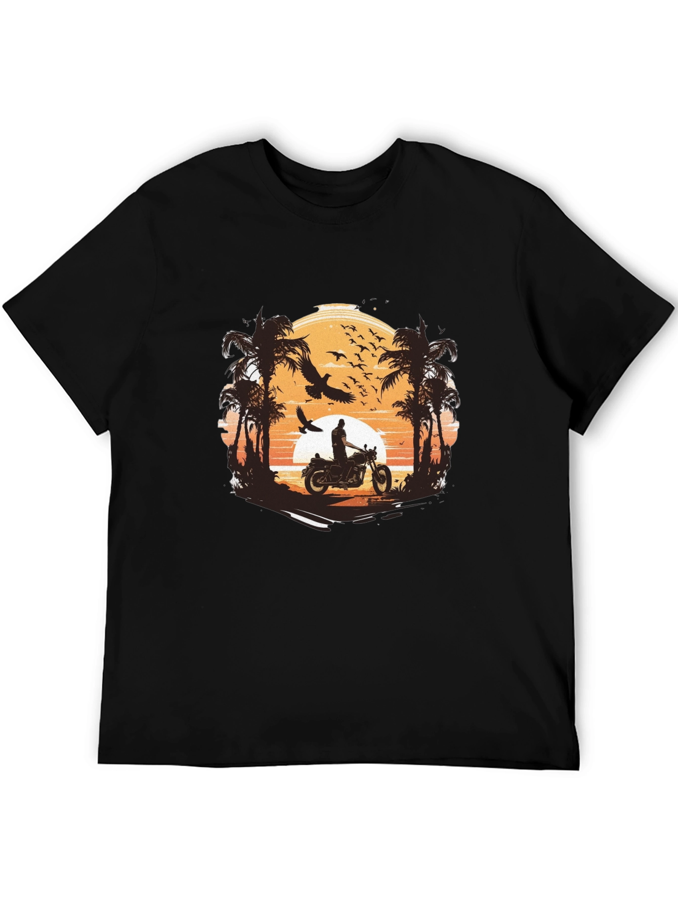 Sunset Ride Graphic Tee - Classic Black Cotton