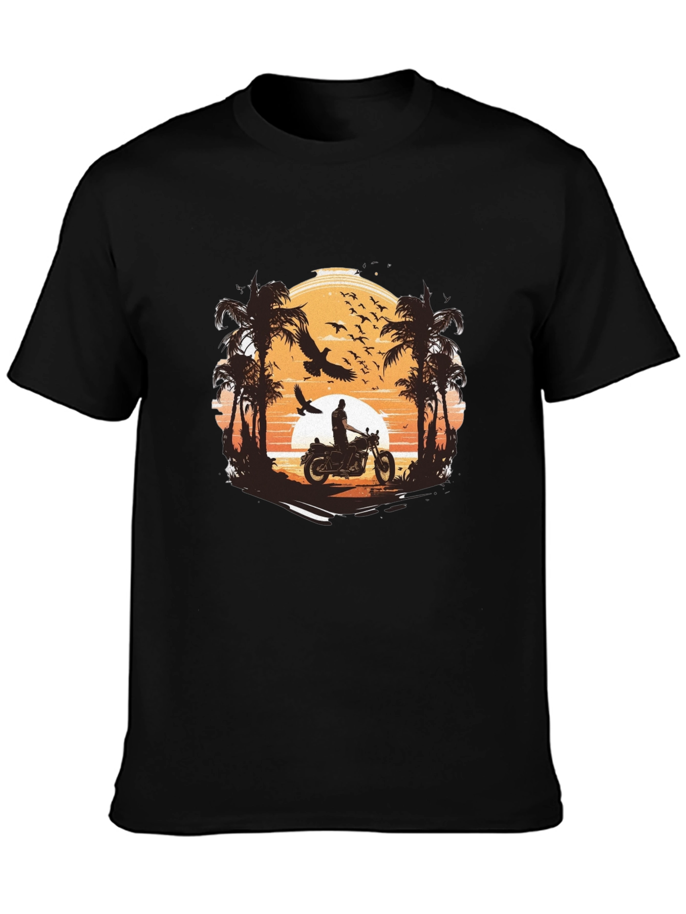 Sunset Ride Graphic Tee - Classic Black Cotton