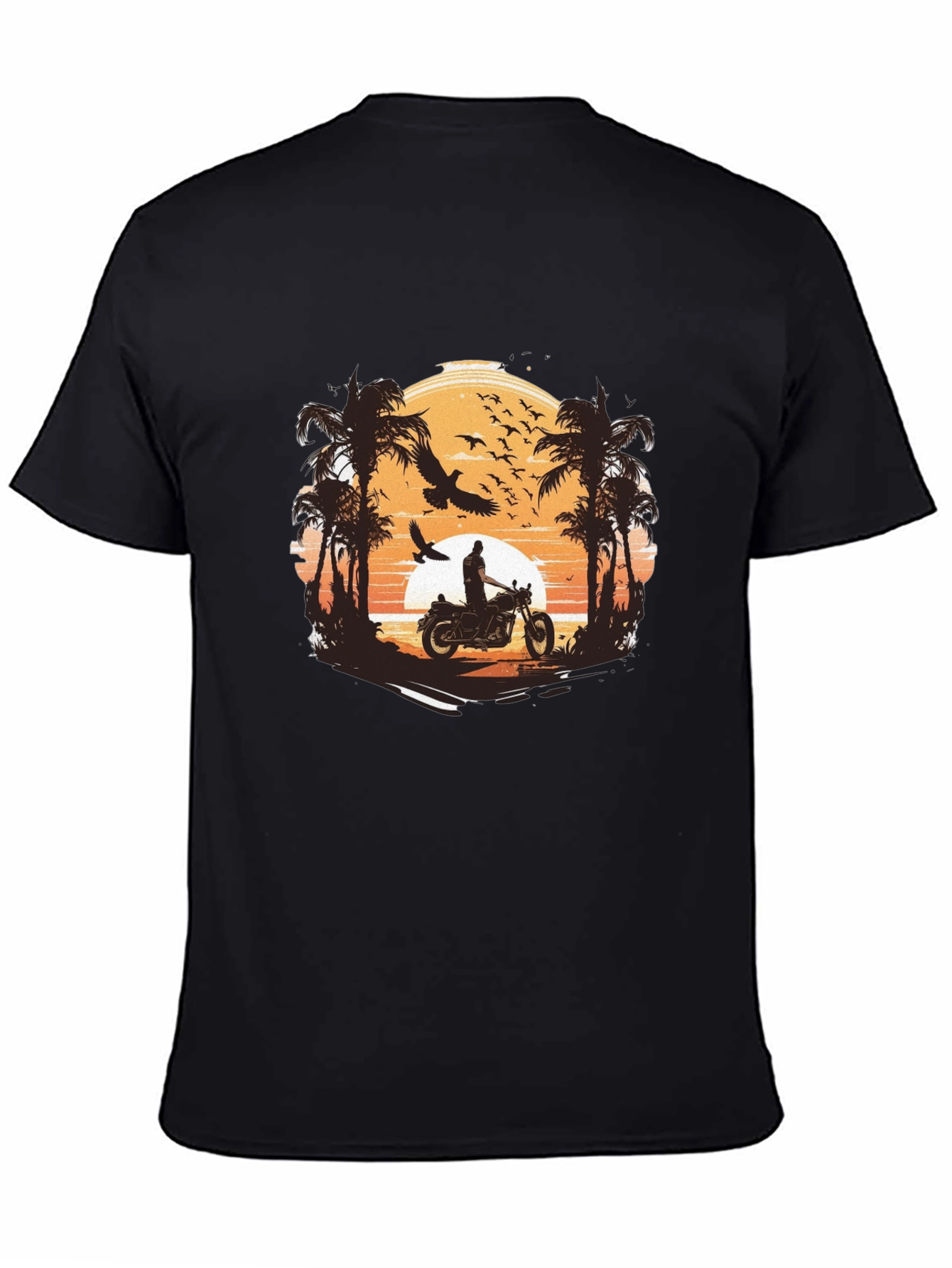 Sunset Ride Graphic Tee - Classic Black Cotton