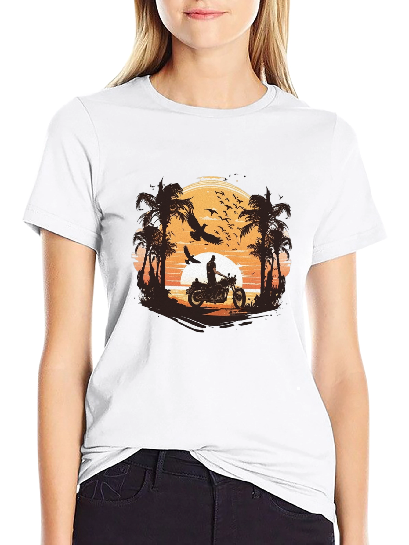 Sunset Ride Graphic Tee - Classic Black Cotton