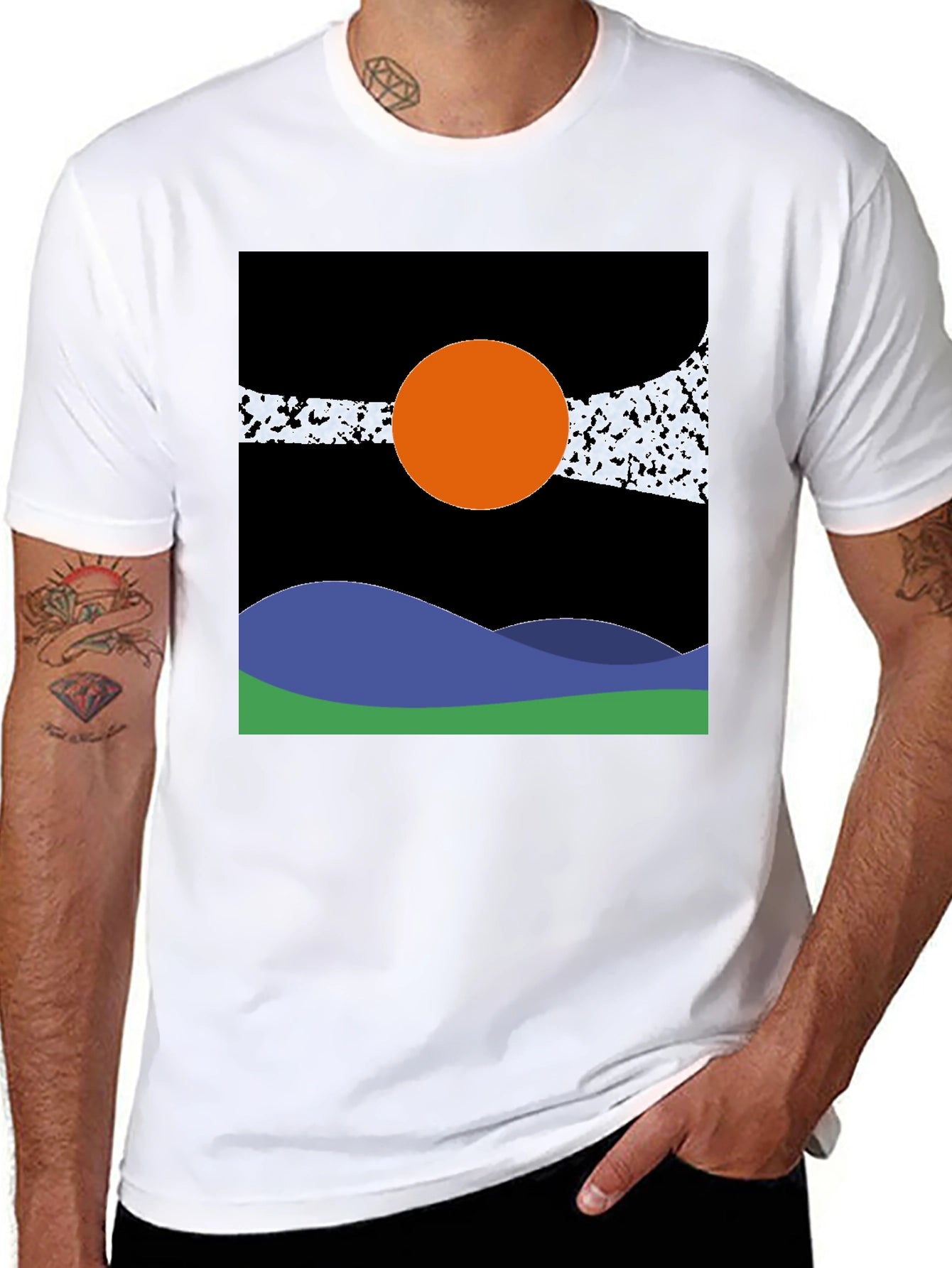 Abstract Sunset T-Shirt - Black