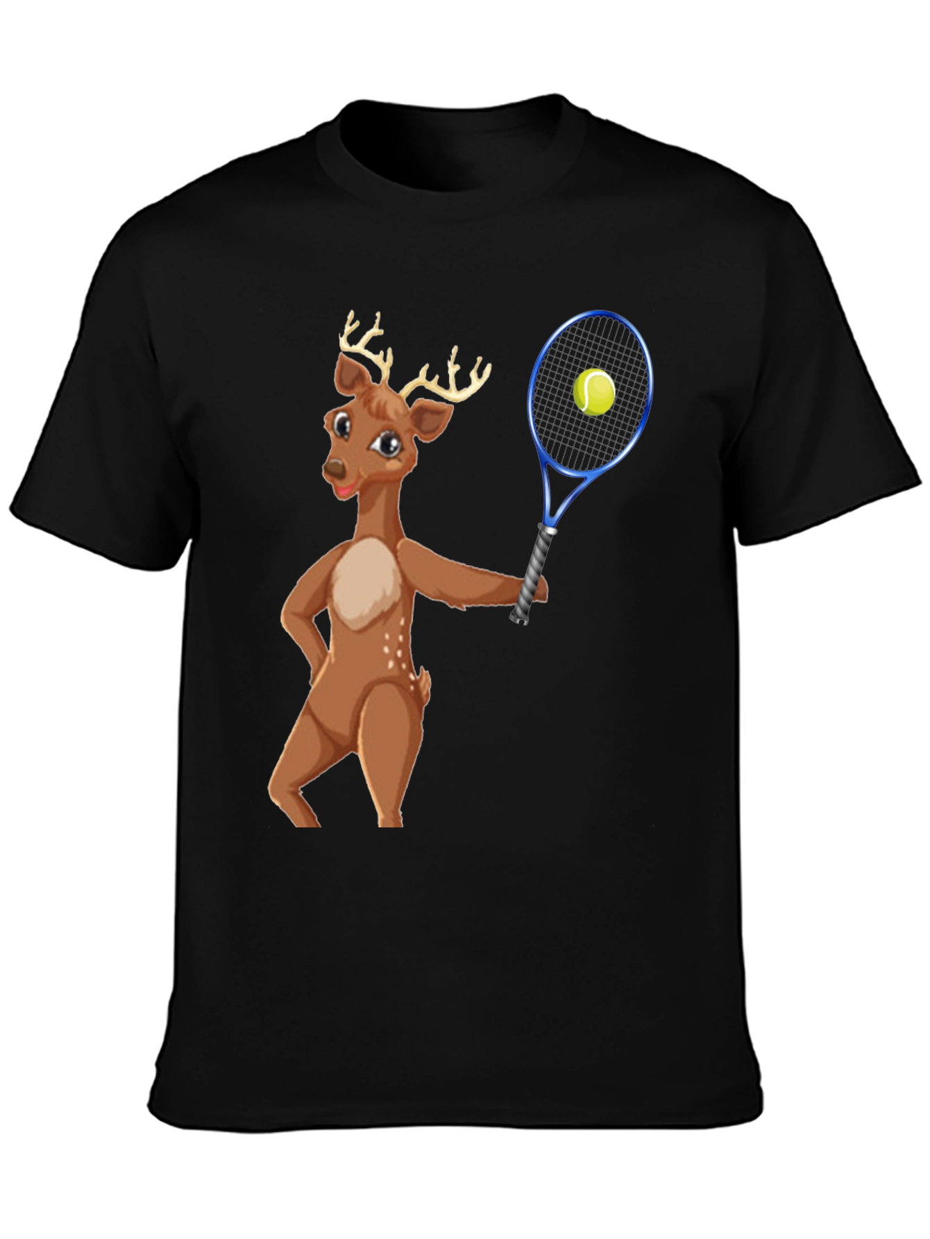 Deer Playing Tennis Graphic Tee