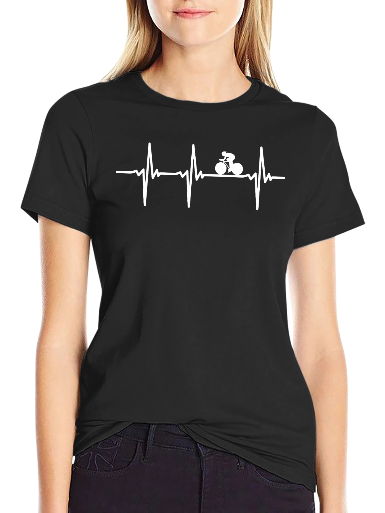 Cyclist Heartbeat Graphic T-Shirt - Black