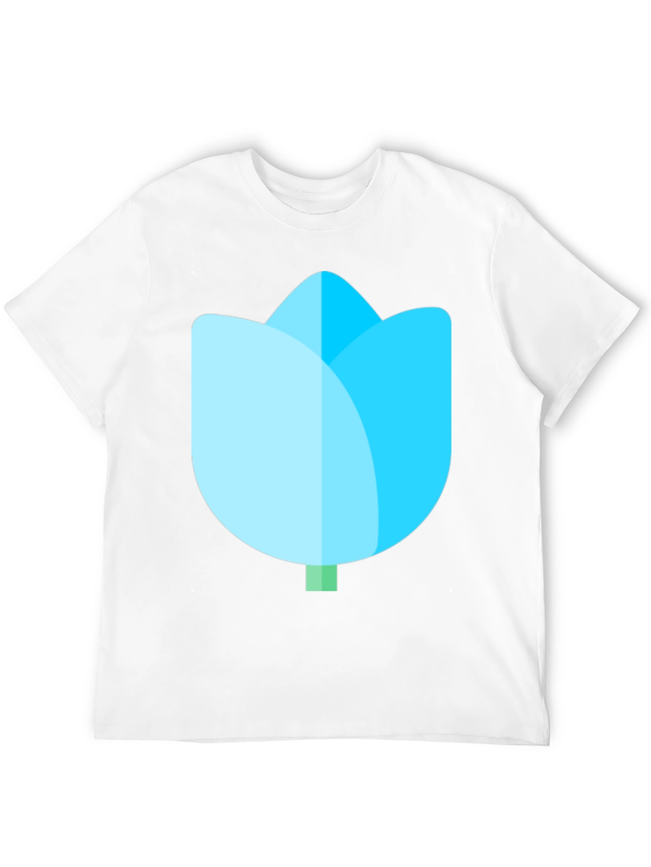 Black T-Shirt with Blue Tulip Graphic