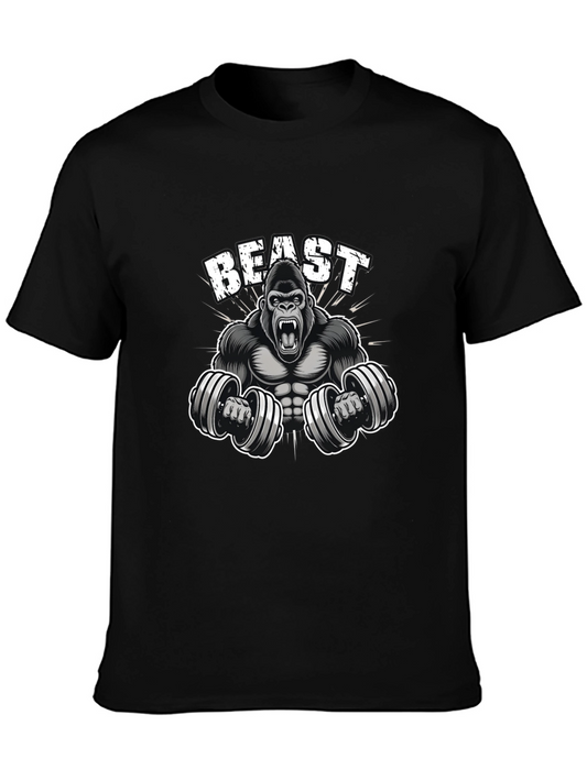 Beast Mode Gorilla T-Shirt - Black Cotton Gym Apparel