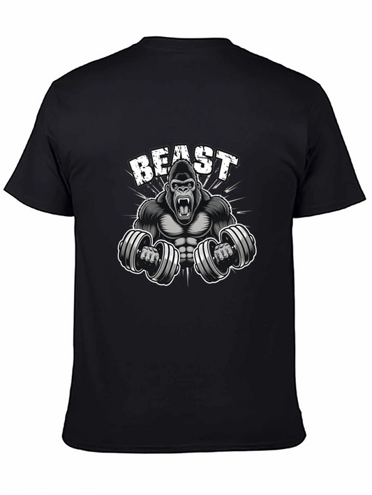 Beast Mode Gorilla T-Shirt - Black Cotton Gym Apparel