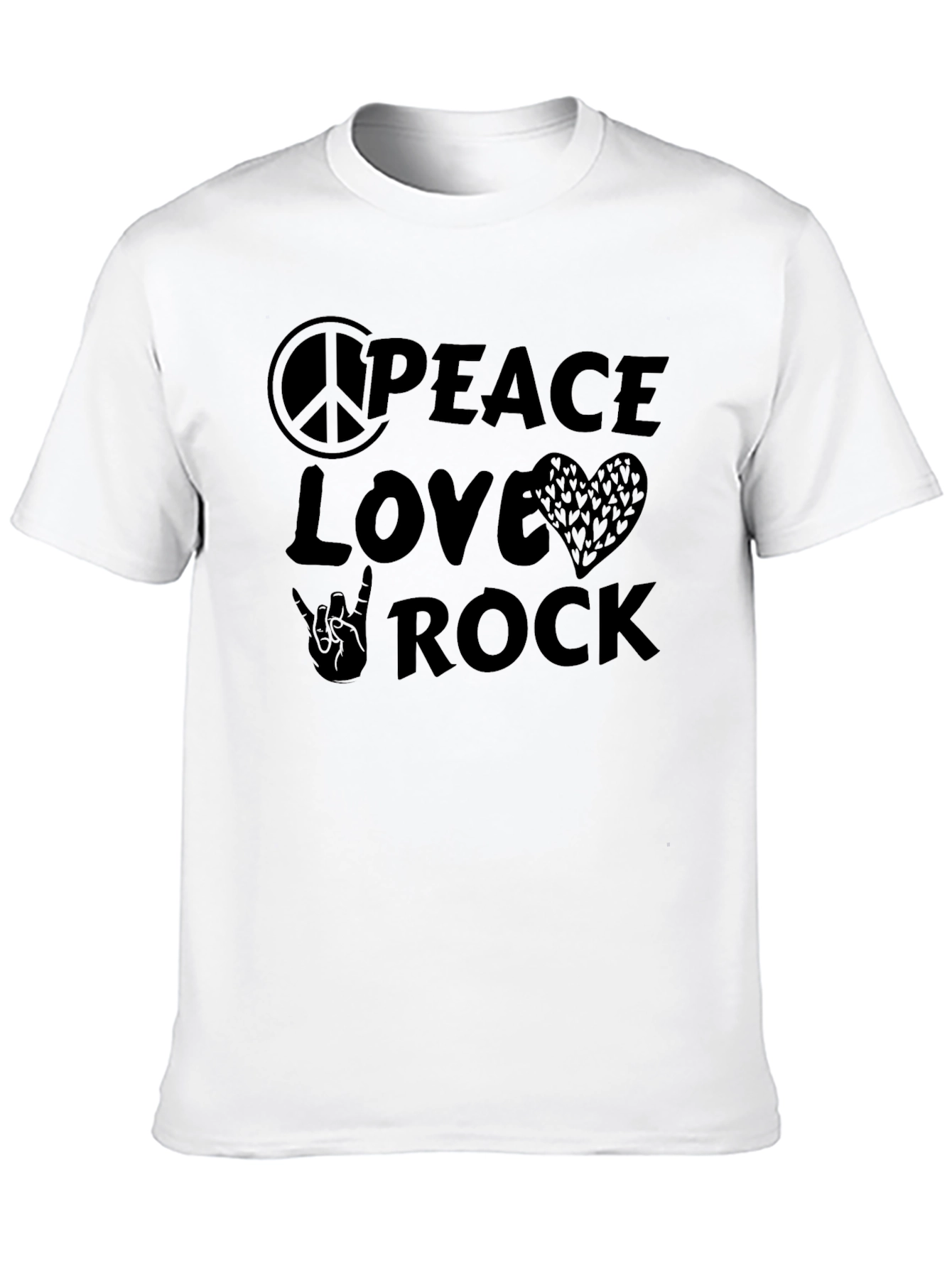 Peace Love Rock Graphic Tee - Black Casual T-Shirt