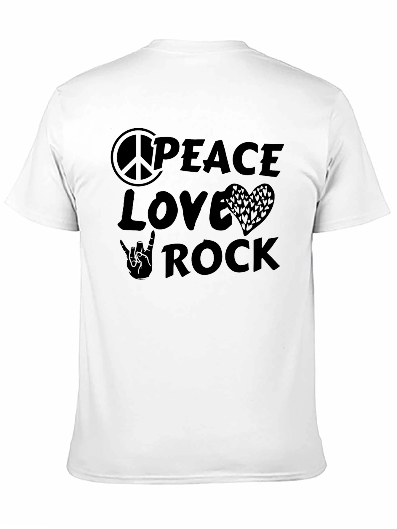 Peace Love Rock Graphic Tee - Black Casual T-Shirt