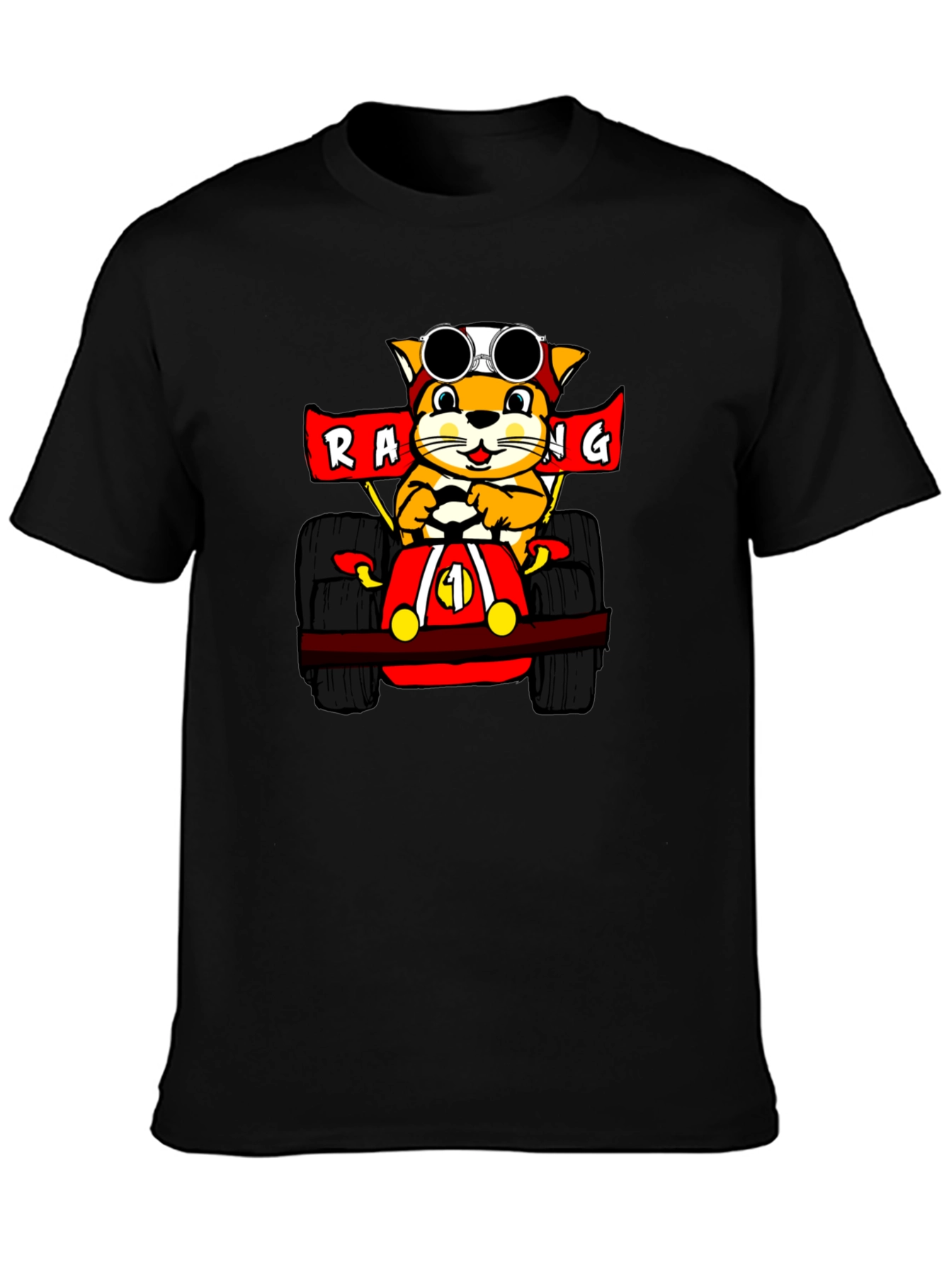 Racing Cat Black T-Shirt