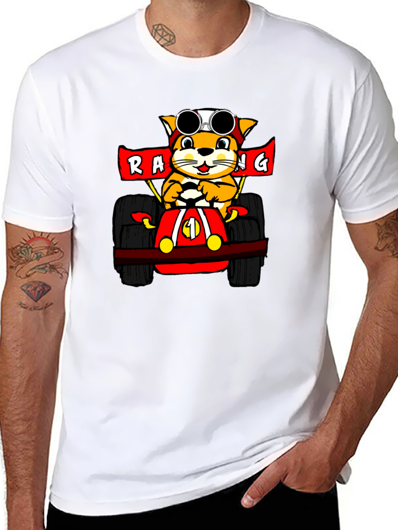 Racing Cat Black T-Shirt