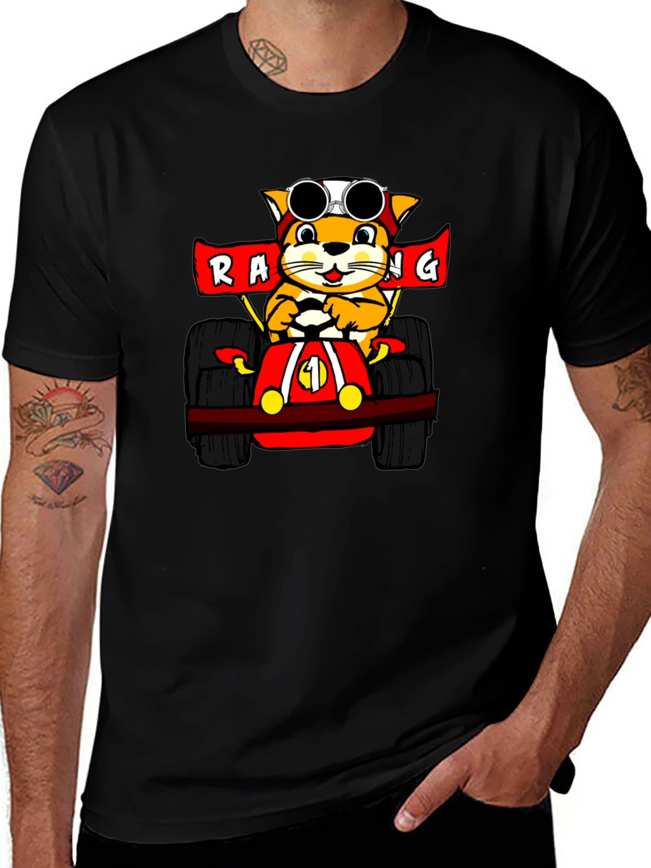 Racing Cat Black T-Shirt