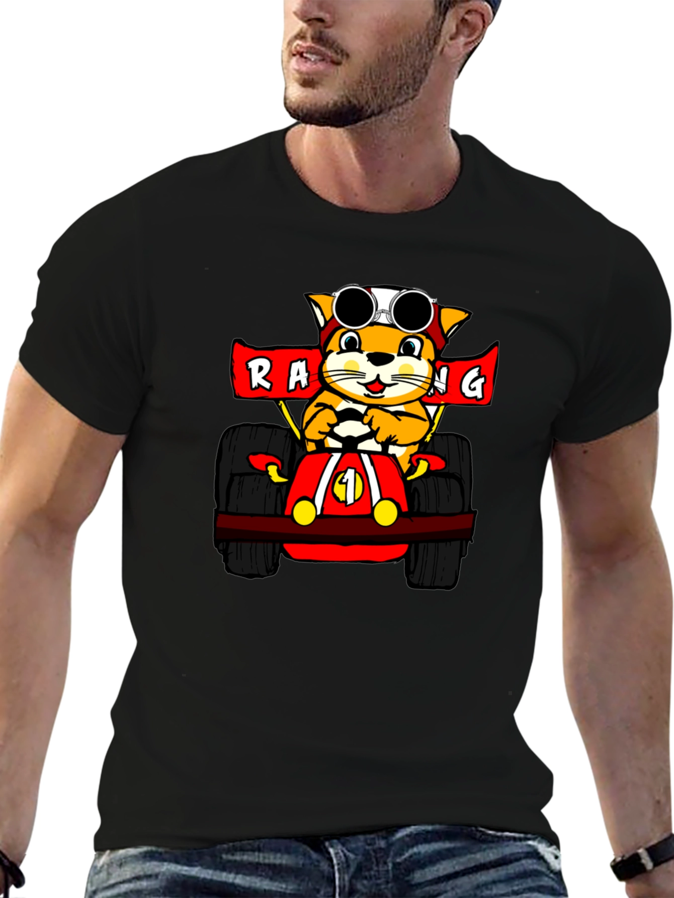 Racing Cat Black T-Shirt