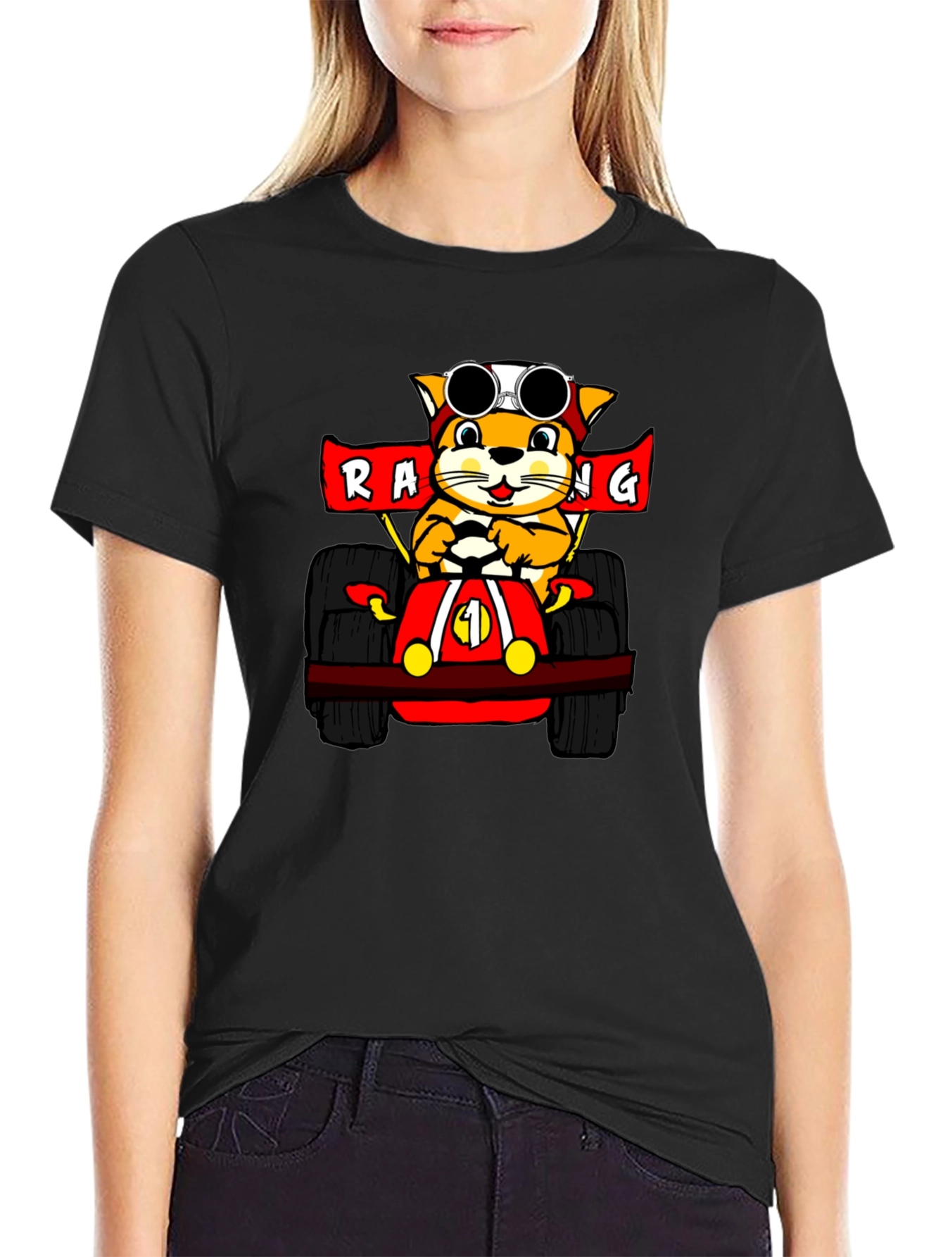Racing Cat Black T-Shirt