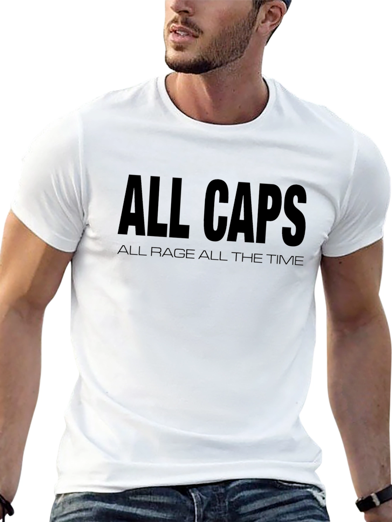 All Caps Rage T-Shirt - Bold Statement Tee