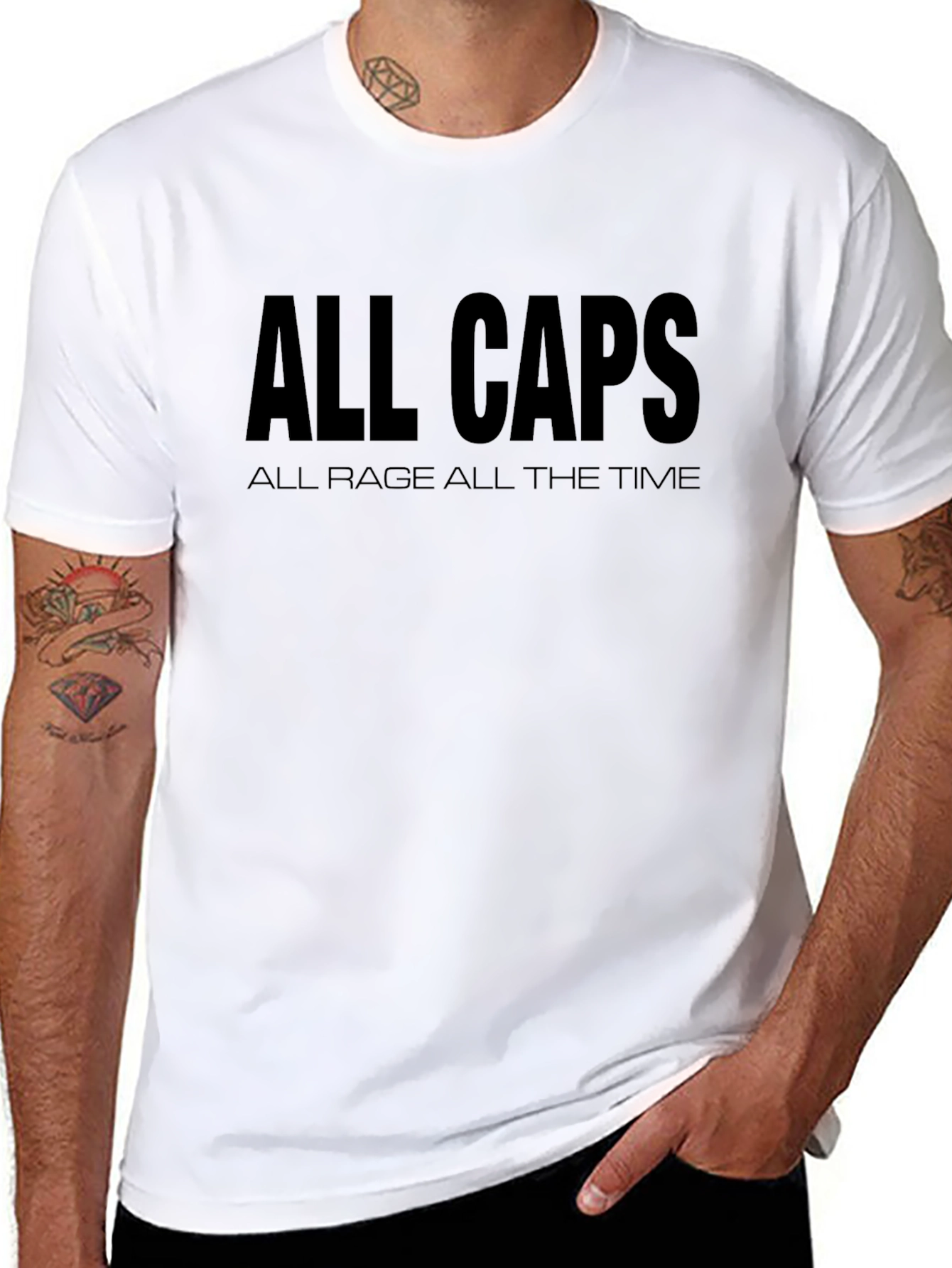All Caps Rage T-Shirt - Bold Statement Tee