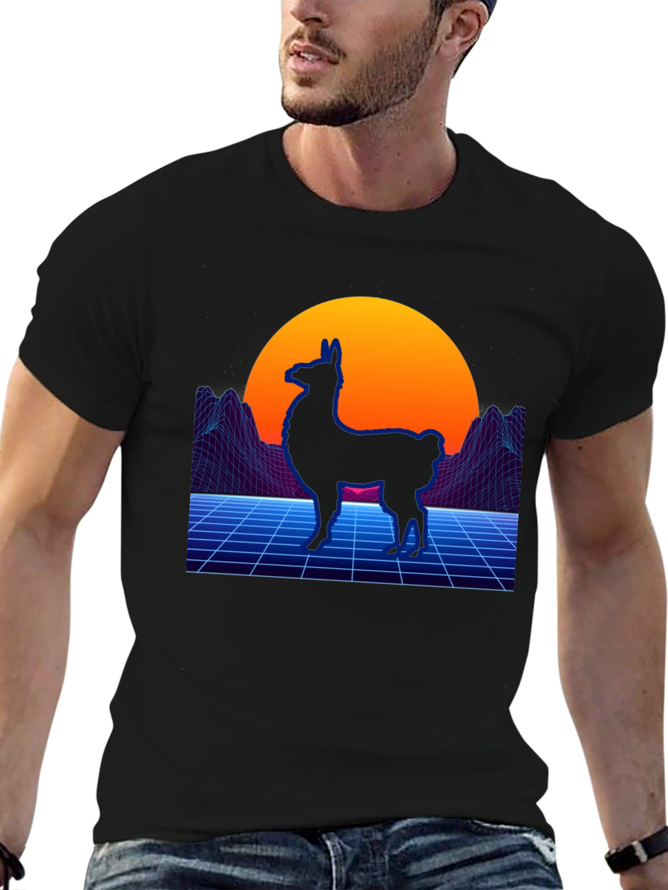 Retro Llama Graphic T-Shirt - Vaporwave Style