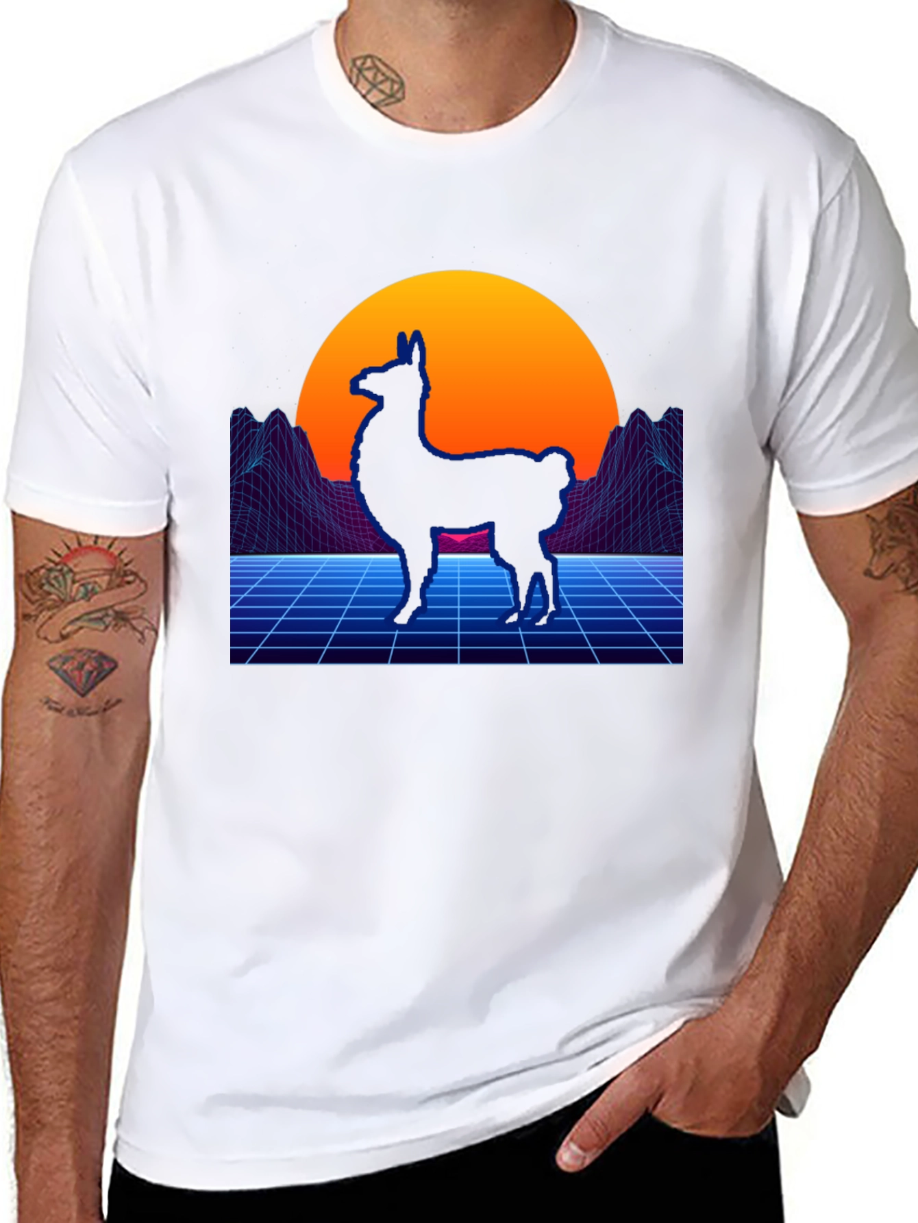 Retro Llama Graphic T-Shirt - Vaporwave Style