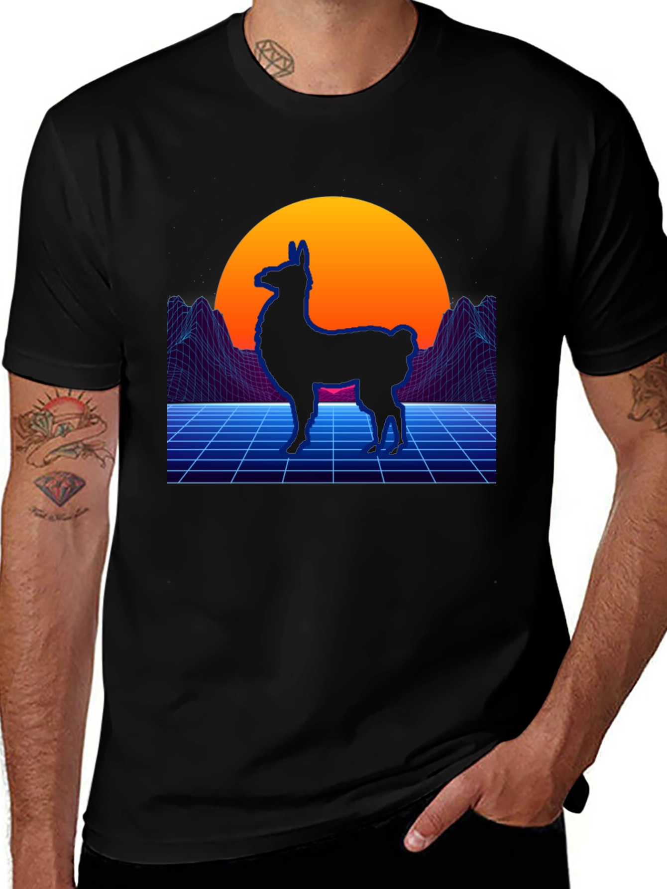 Retro Llama Graphic T-Shirt - Vaporwave Style