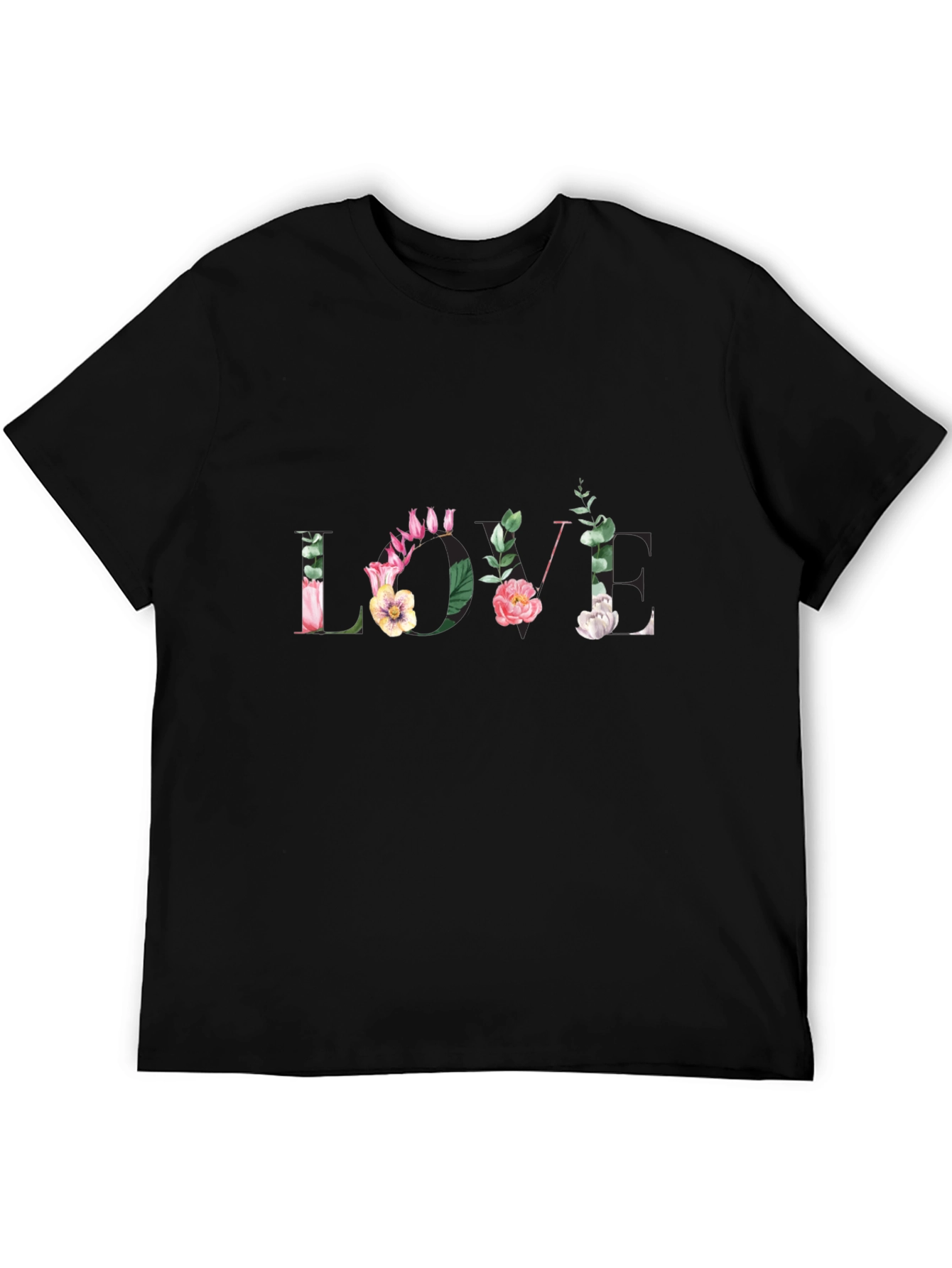 Floral LOVE Black T-Shirt