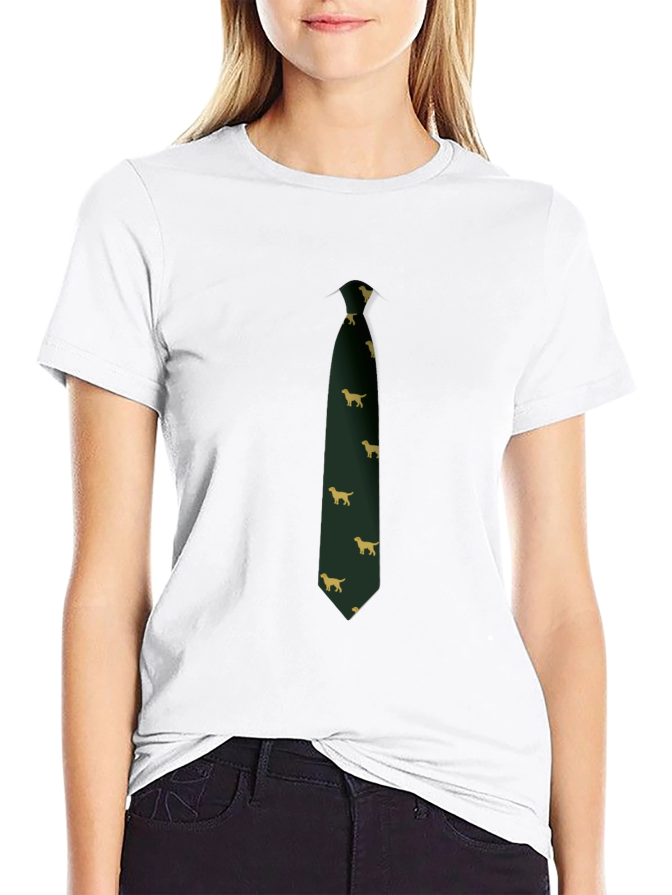 Dog Print Tie T-Shirt - Novelty Design