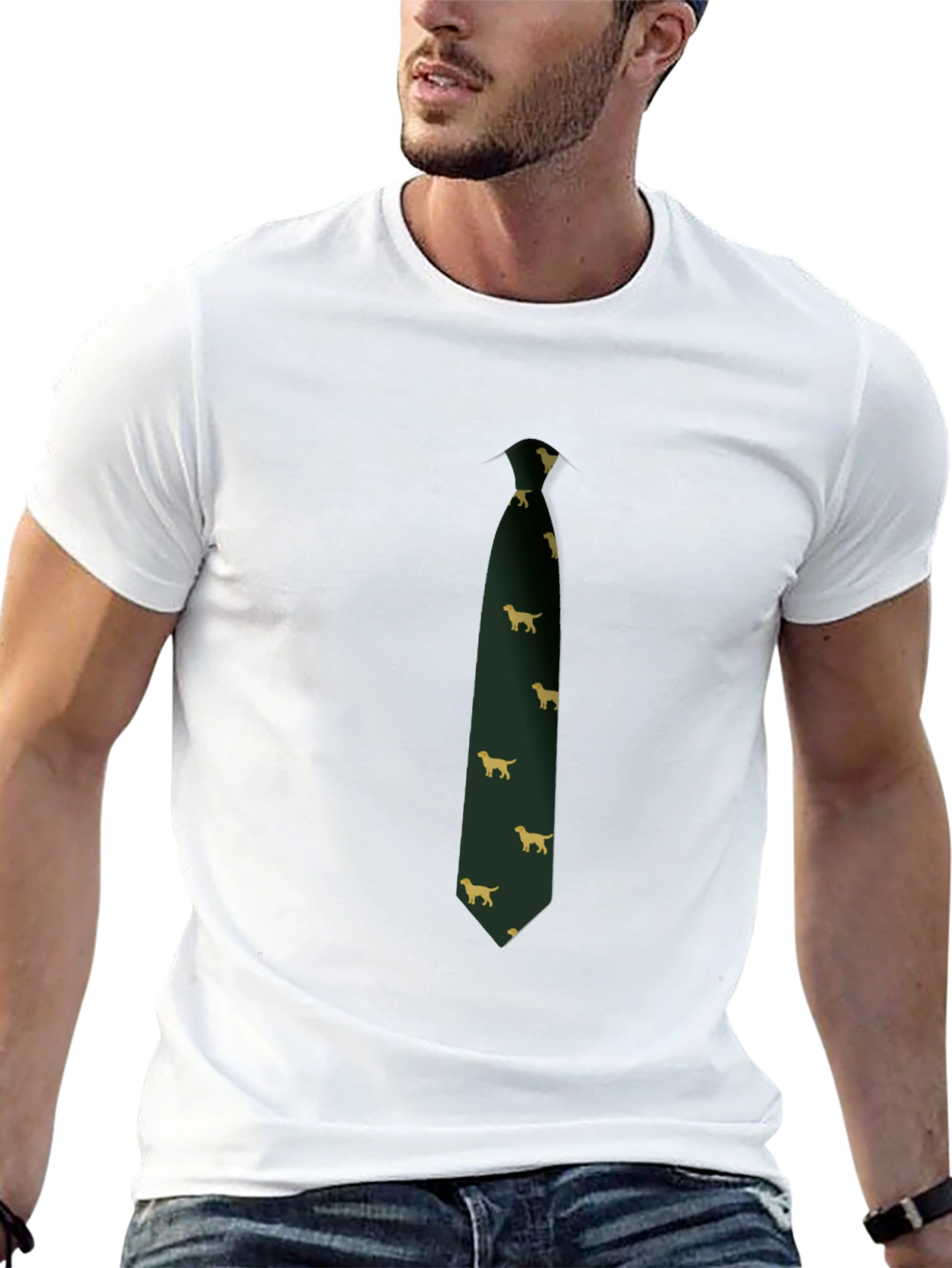 Dog Print Tie T-Shirt - Novelty Design