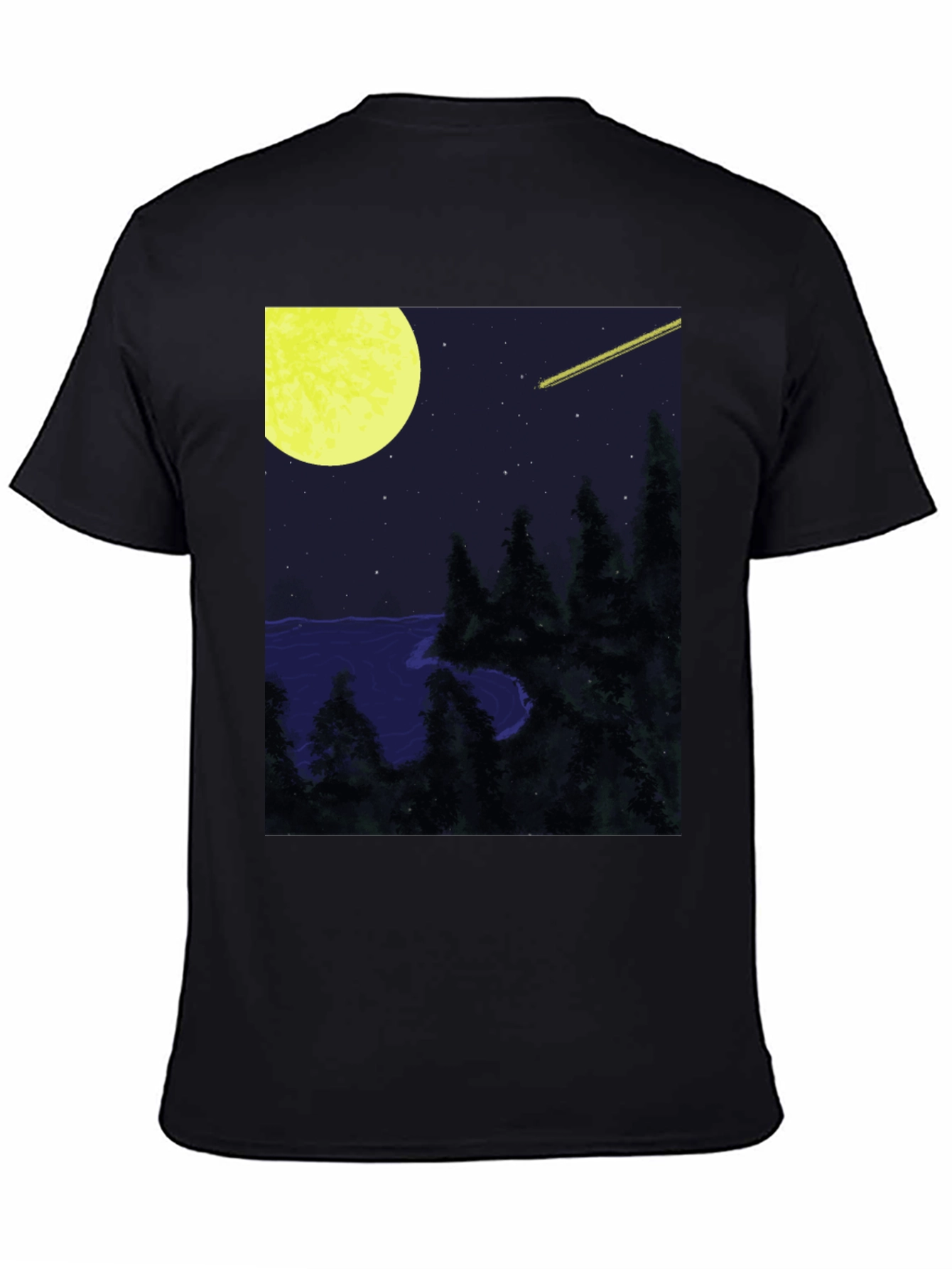 Nightscape T-Shirt - Moon Stars and Shooting Star Design