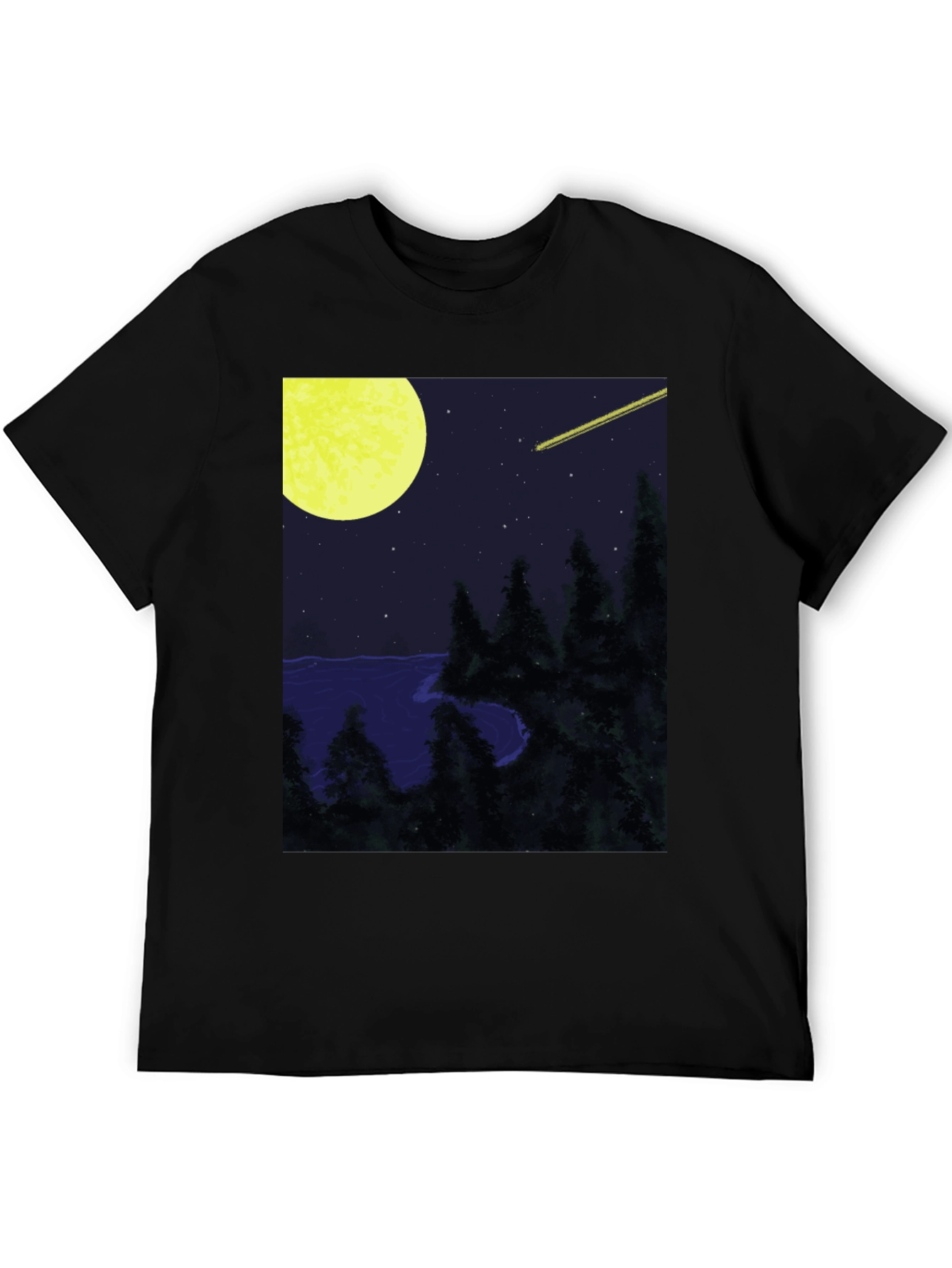 Nightscape T-Shirt - Moon Stars and Shooting Star Design
