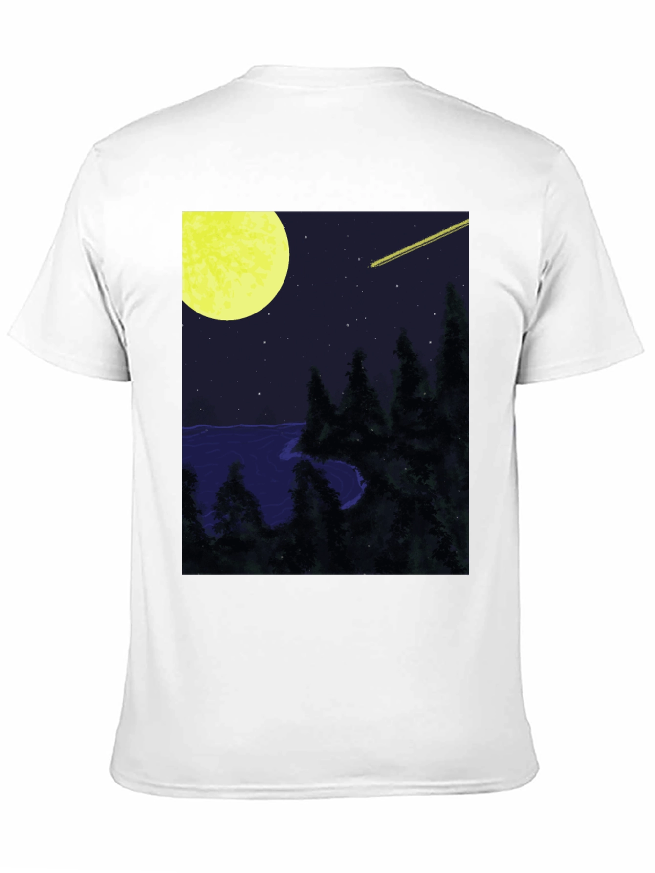Nightscape T-Shirt - Moon Stars and Shooting Star Design