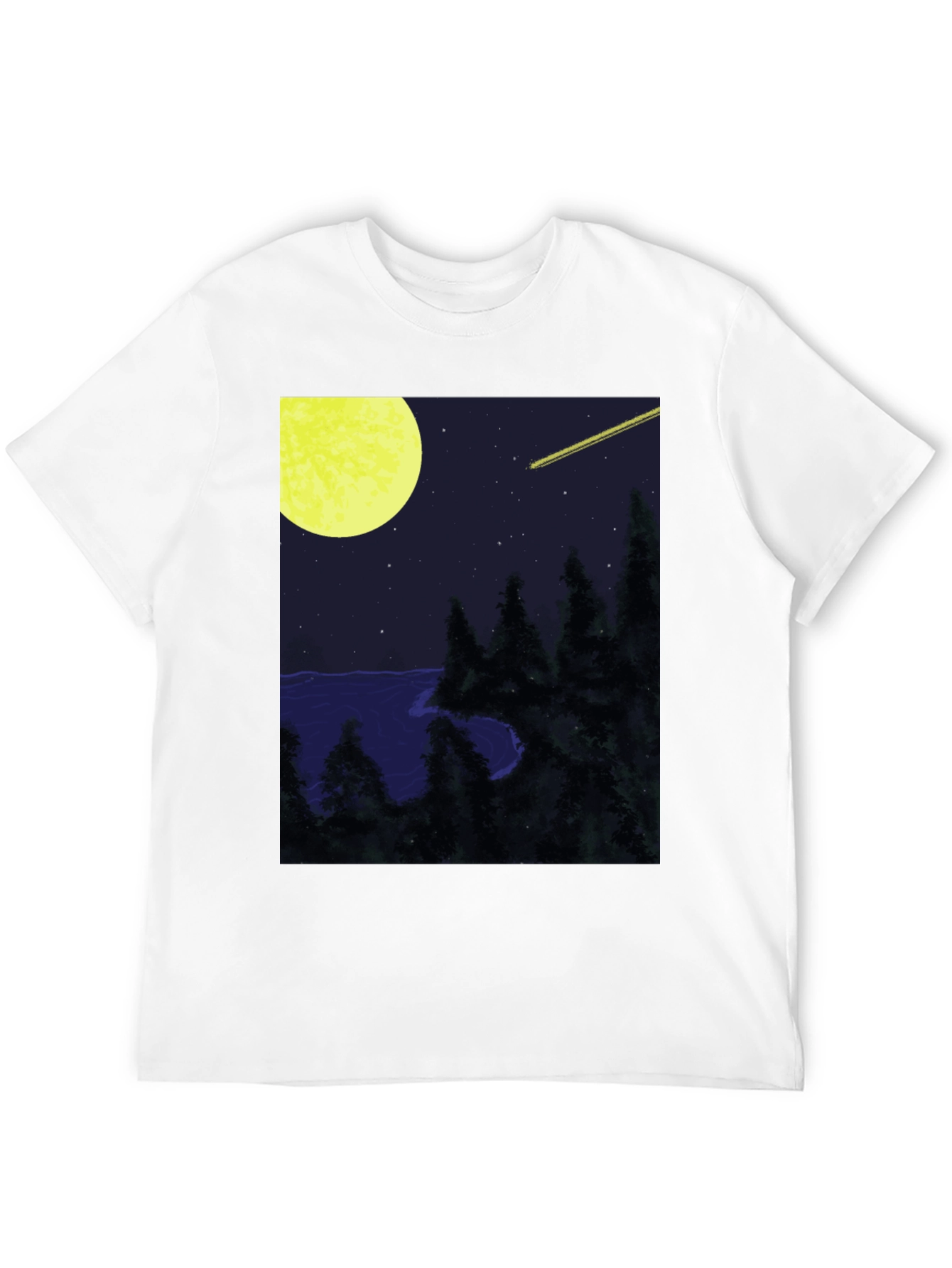Nightscape T-Shirt - Moon Stars and Shooting Star Design