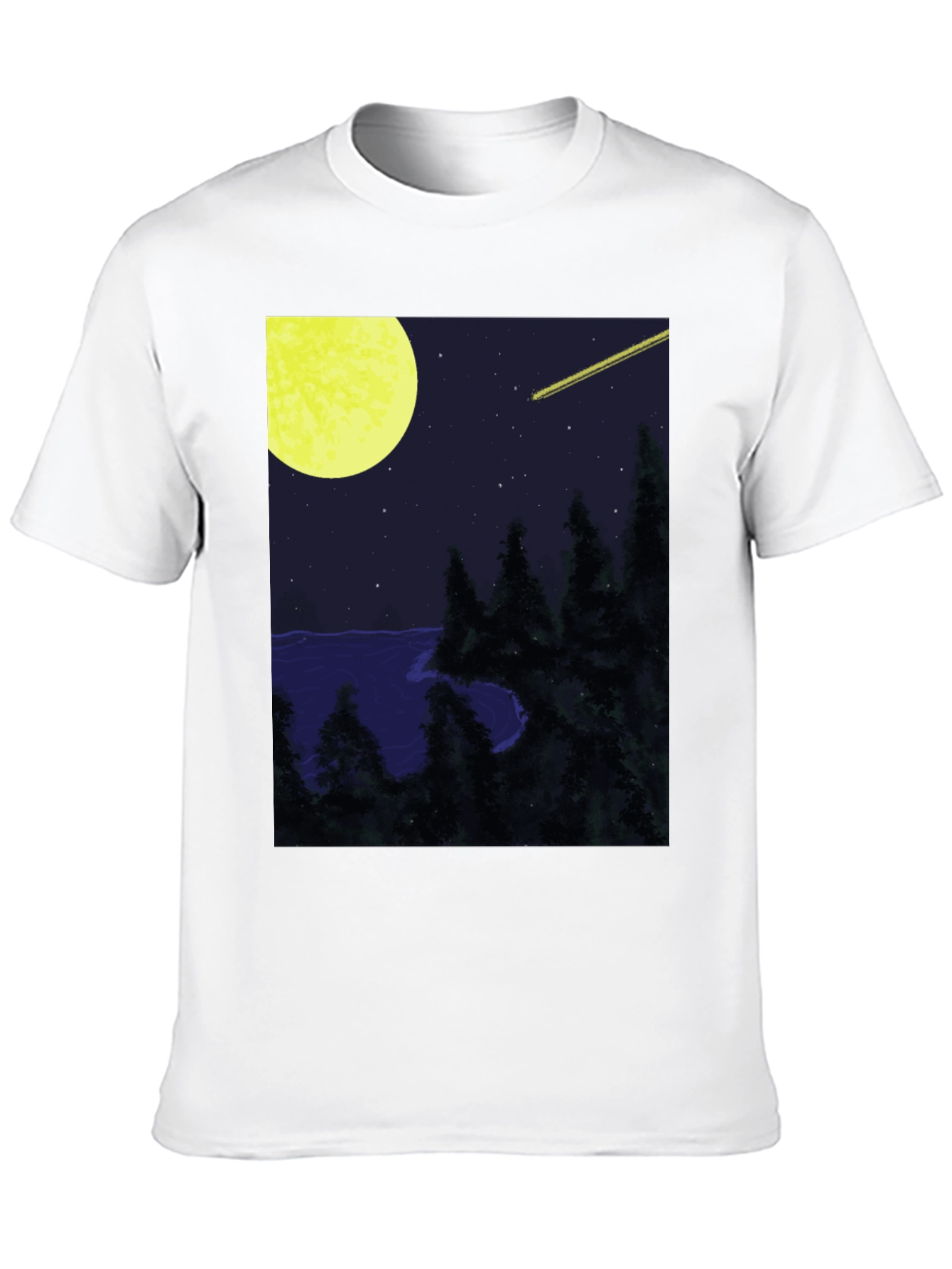 Nightscape T-Shirt - Moon Stars and Shooting Star Design