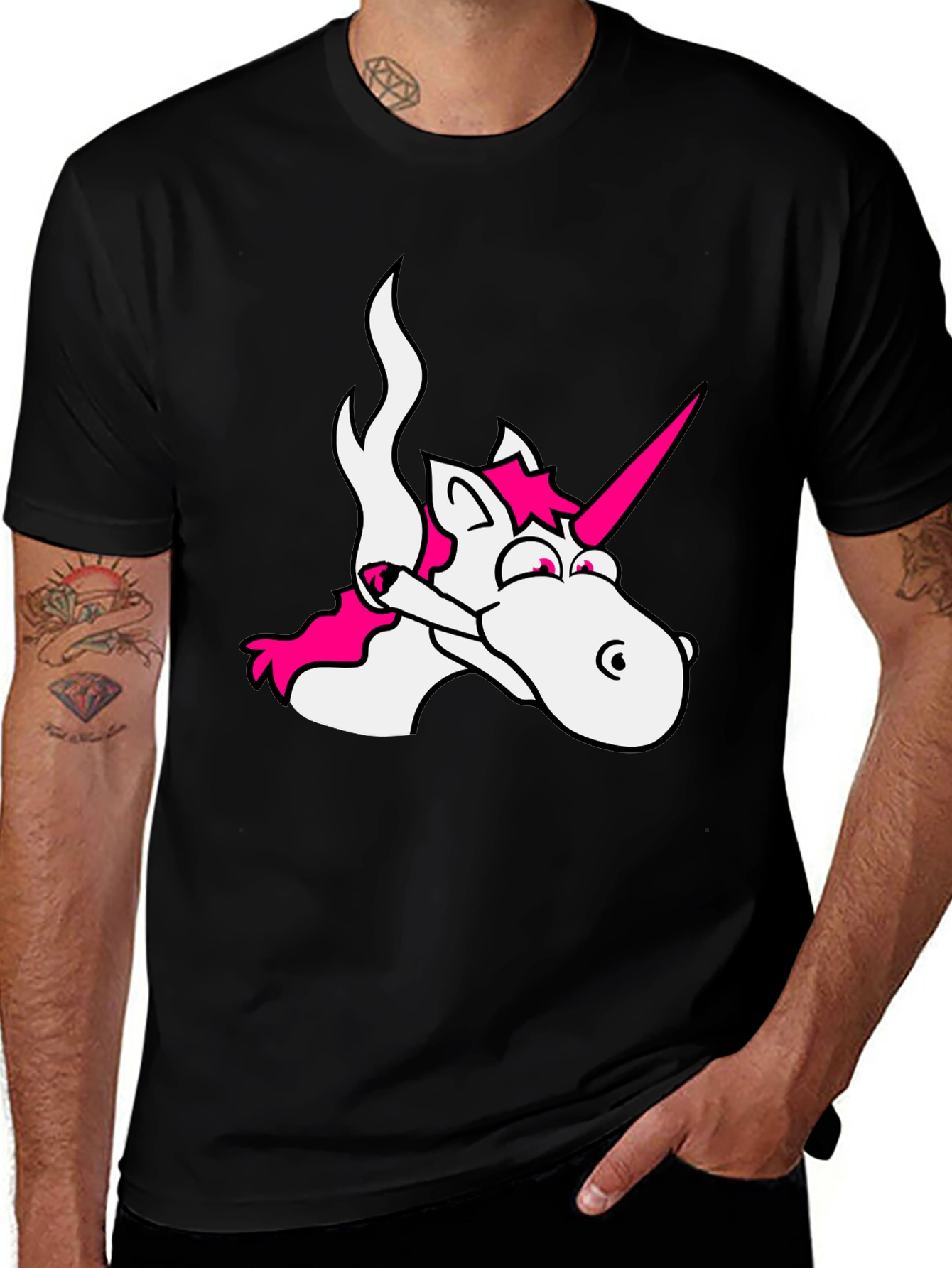 Unicorn Smoking Weed Black T-Shirt