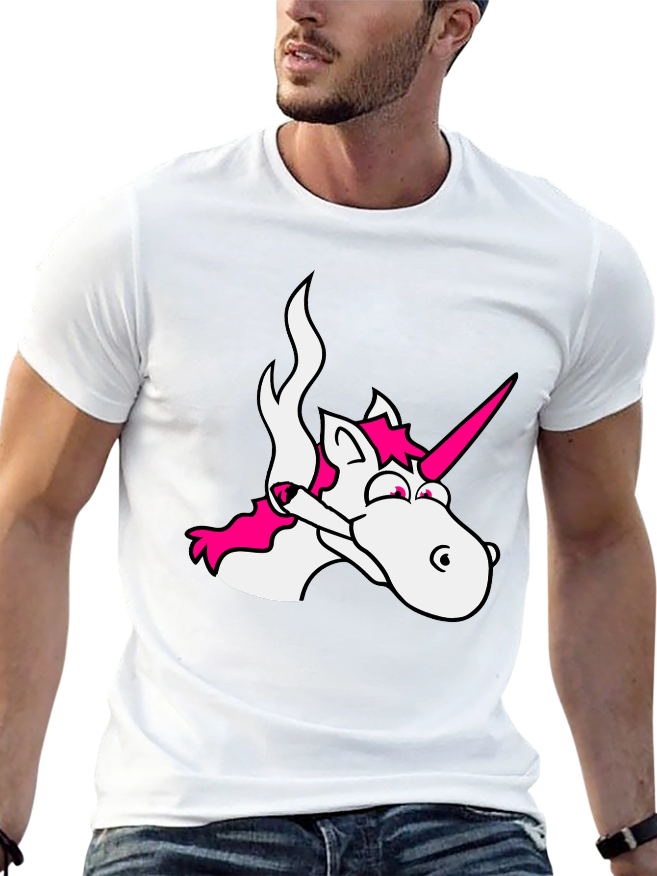 Unicorn Smoking Weed Black T-Shirt