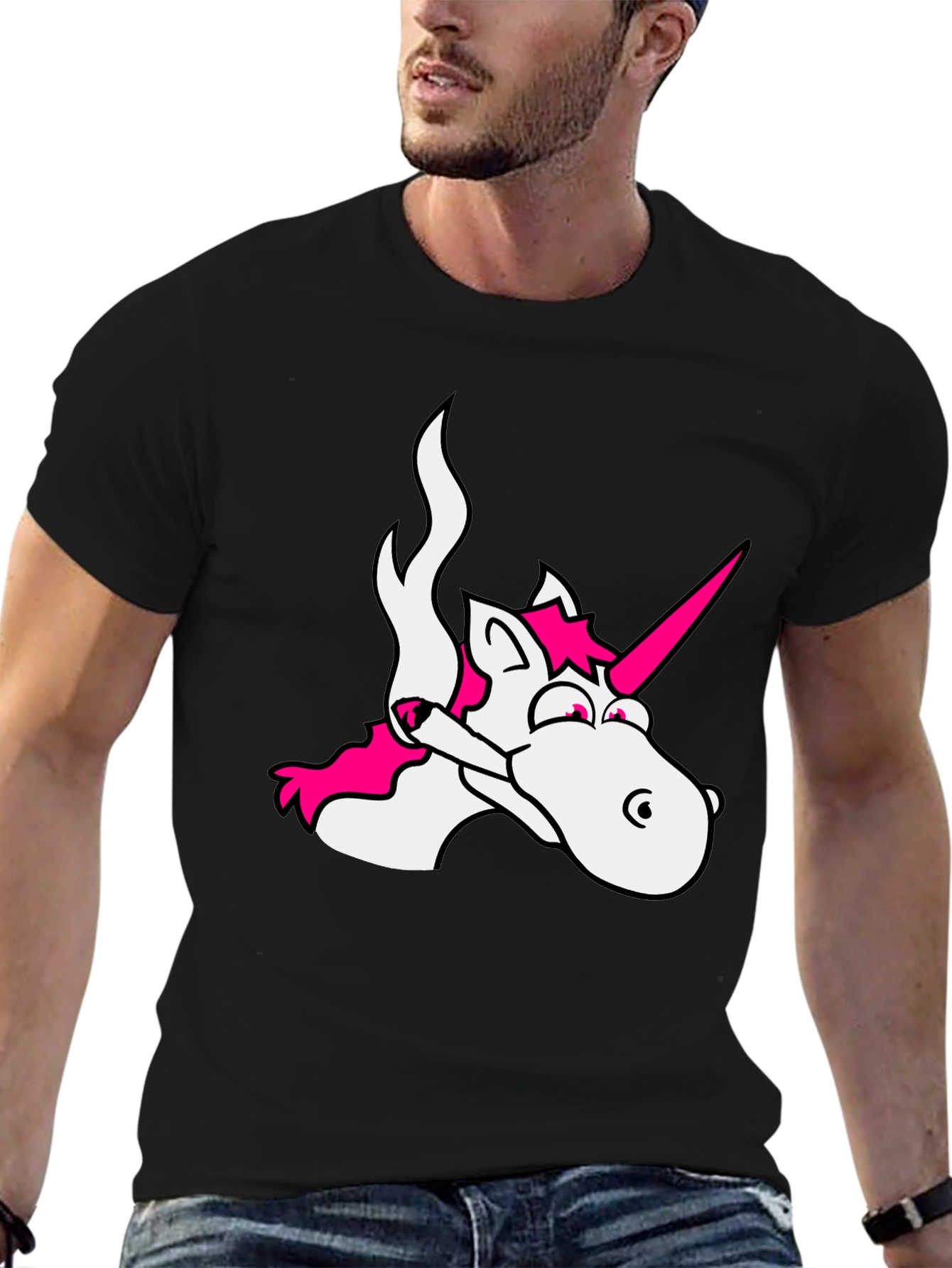 Unicorn Smoking Weed Black T-Shirt