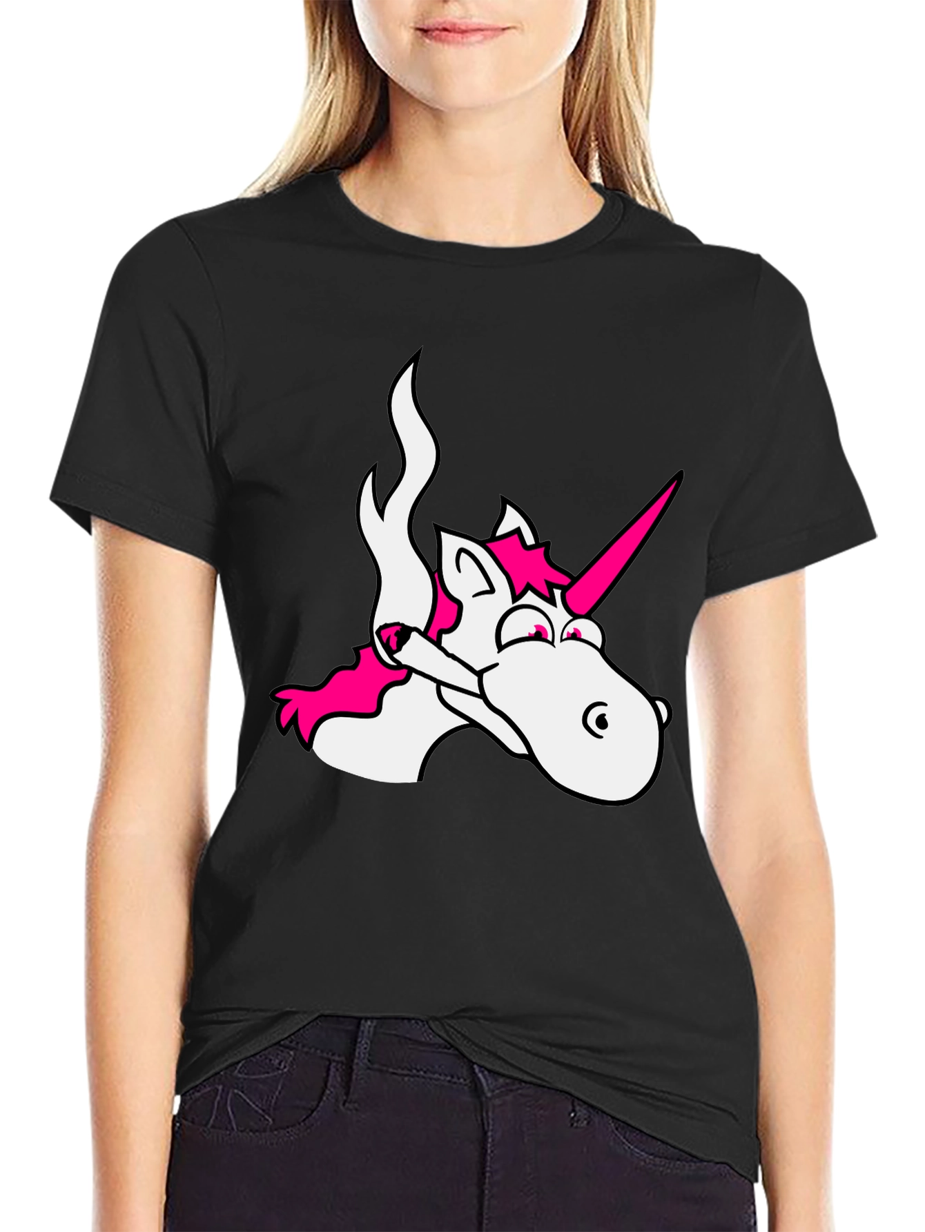 Unicorn Smoking Weed Black T-Shirt