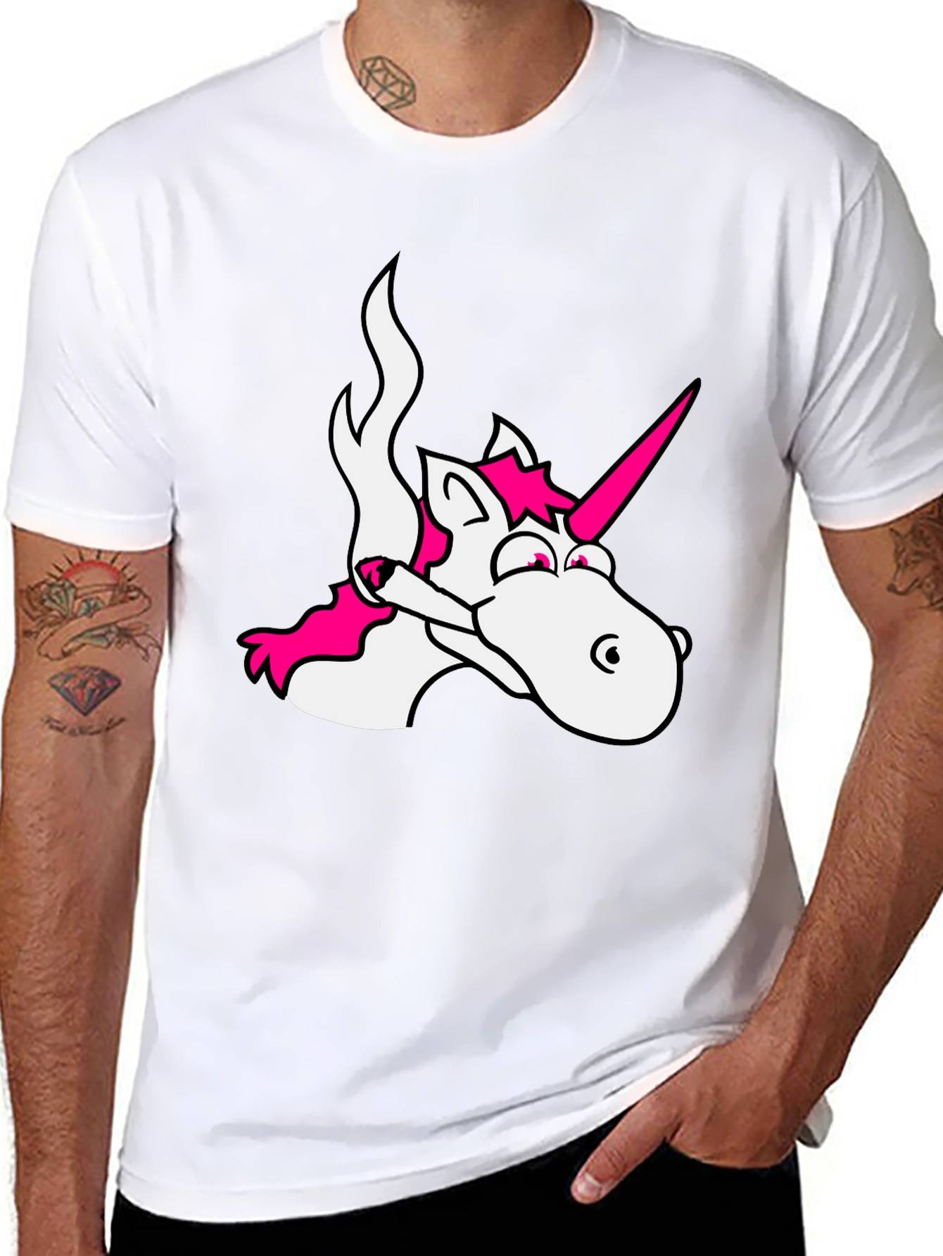 Unicorn Smoking Weed Black T-Shirt