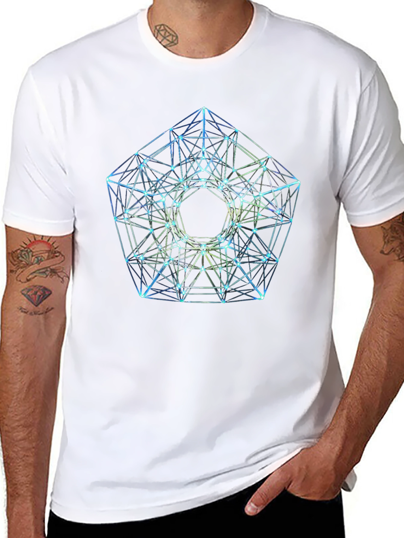 Geometric Pattern T-Shirt - Black