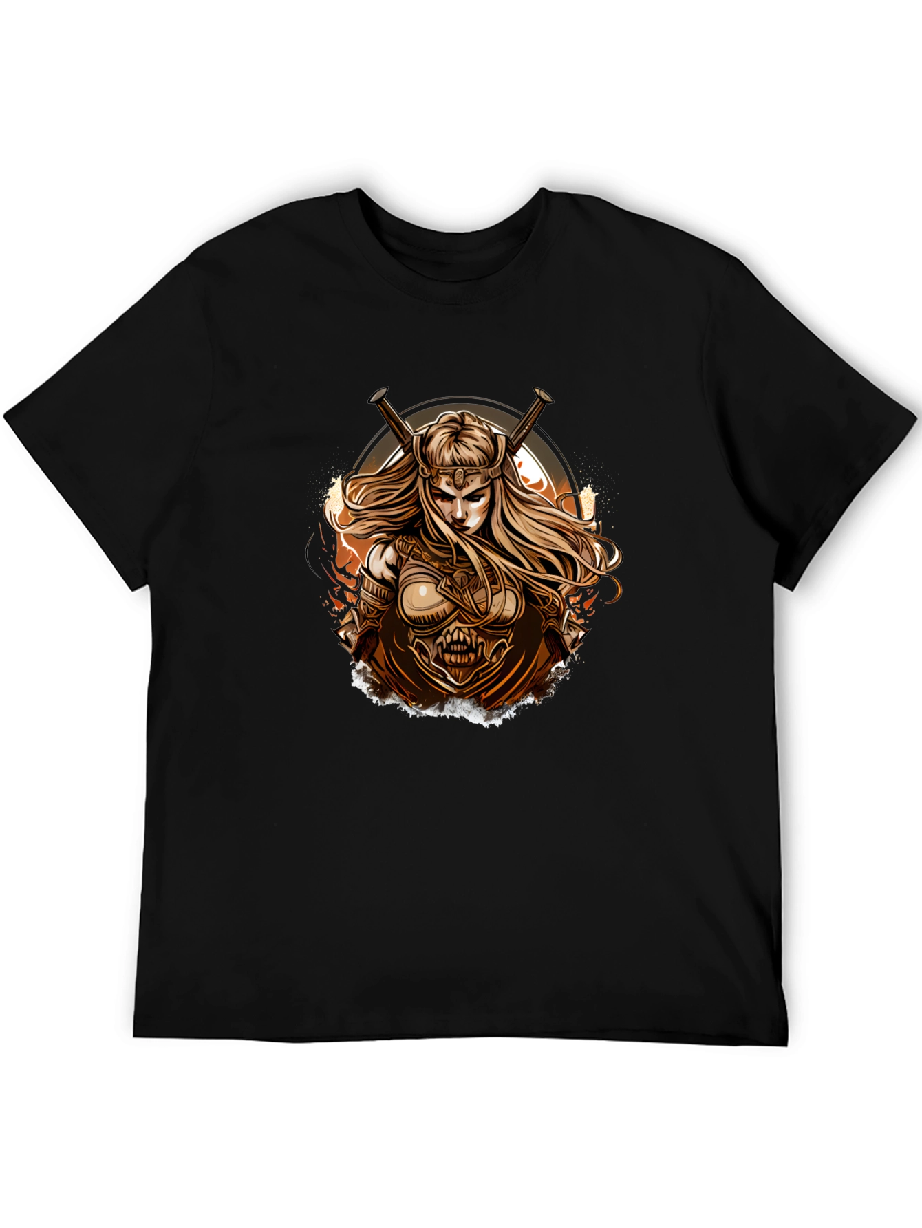Valkyrie Warrior Graphic Tee - Black Cotton Blend