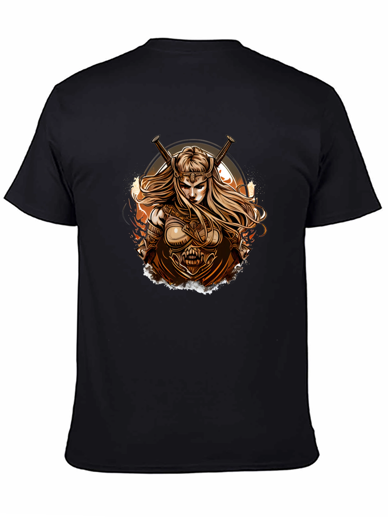 Valkyrie Warrior Graphic Tee - Black Cotton Blend