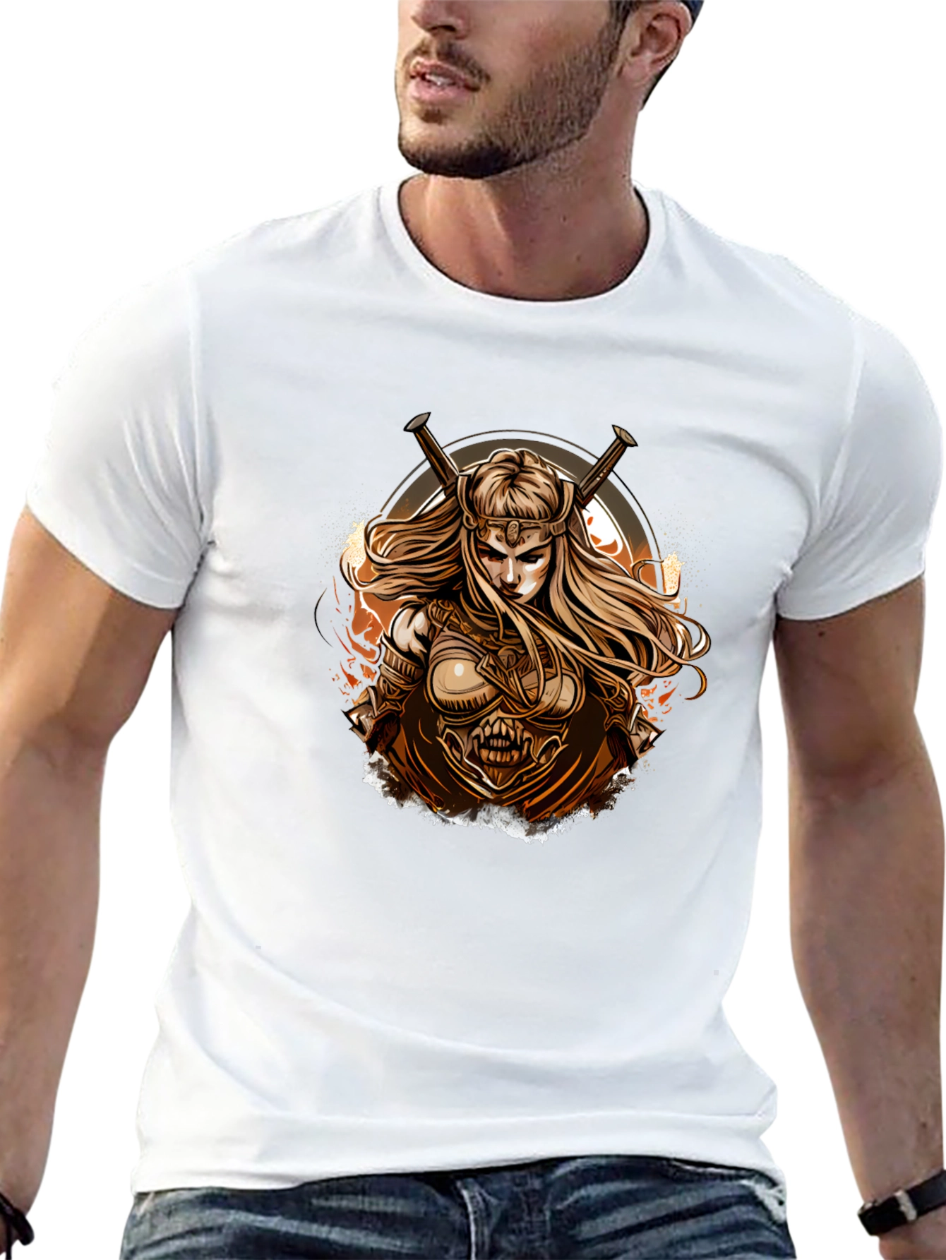 Valkyrie Warrior Graphic Tee - Black Cotton Blend