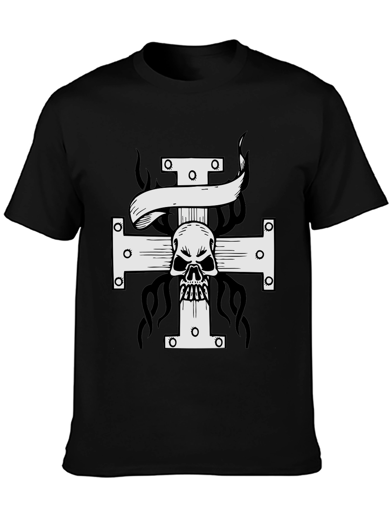 Skull Cross Graphic Tee - Black
