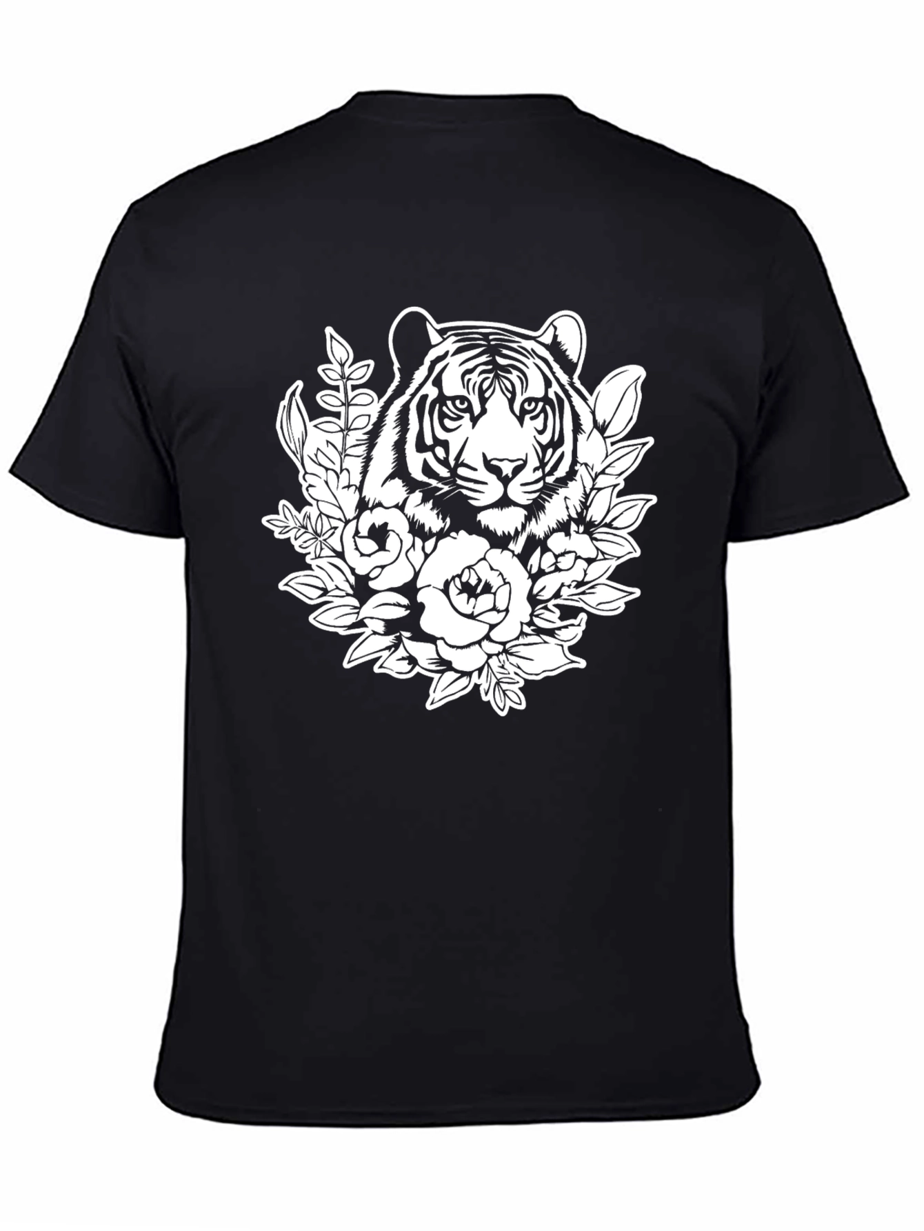 Floral Tiger Graphic Tee - Black