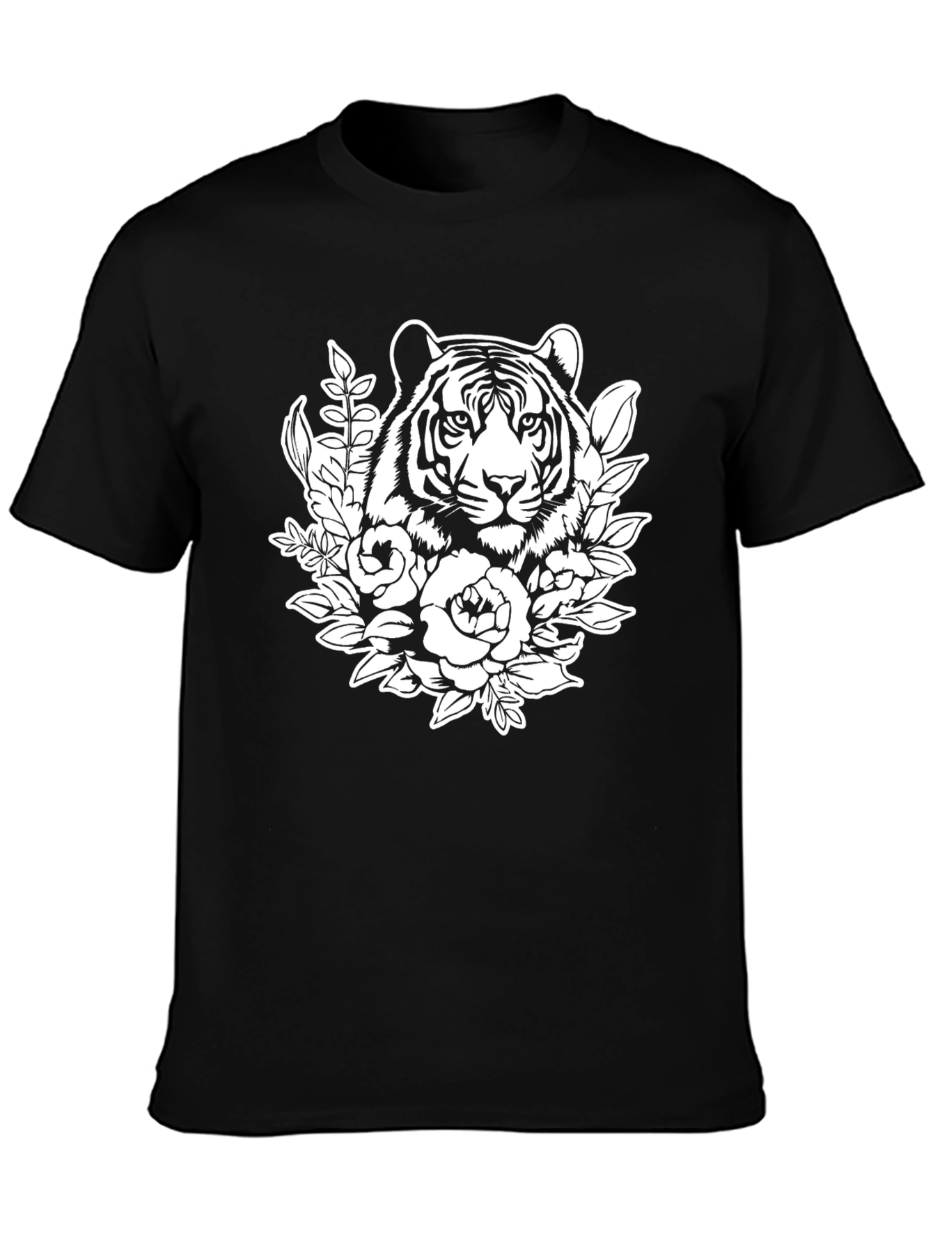 Floral Tiger Graphic Tee - Black