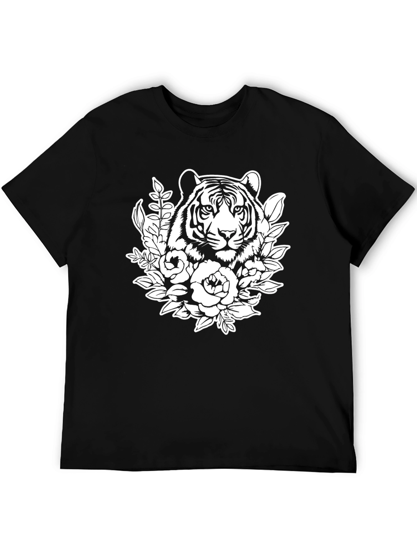 Floral Tiger Graphic Tee - Black