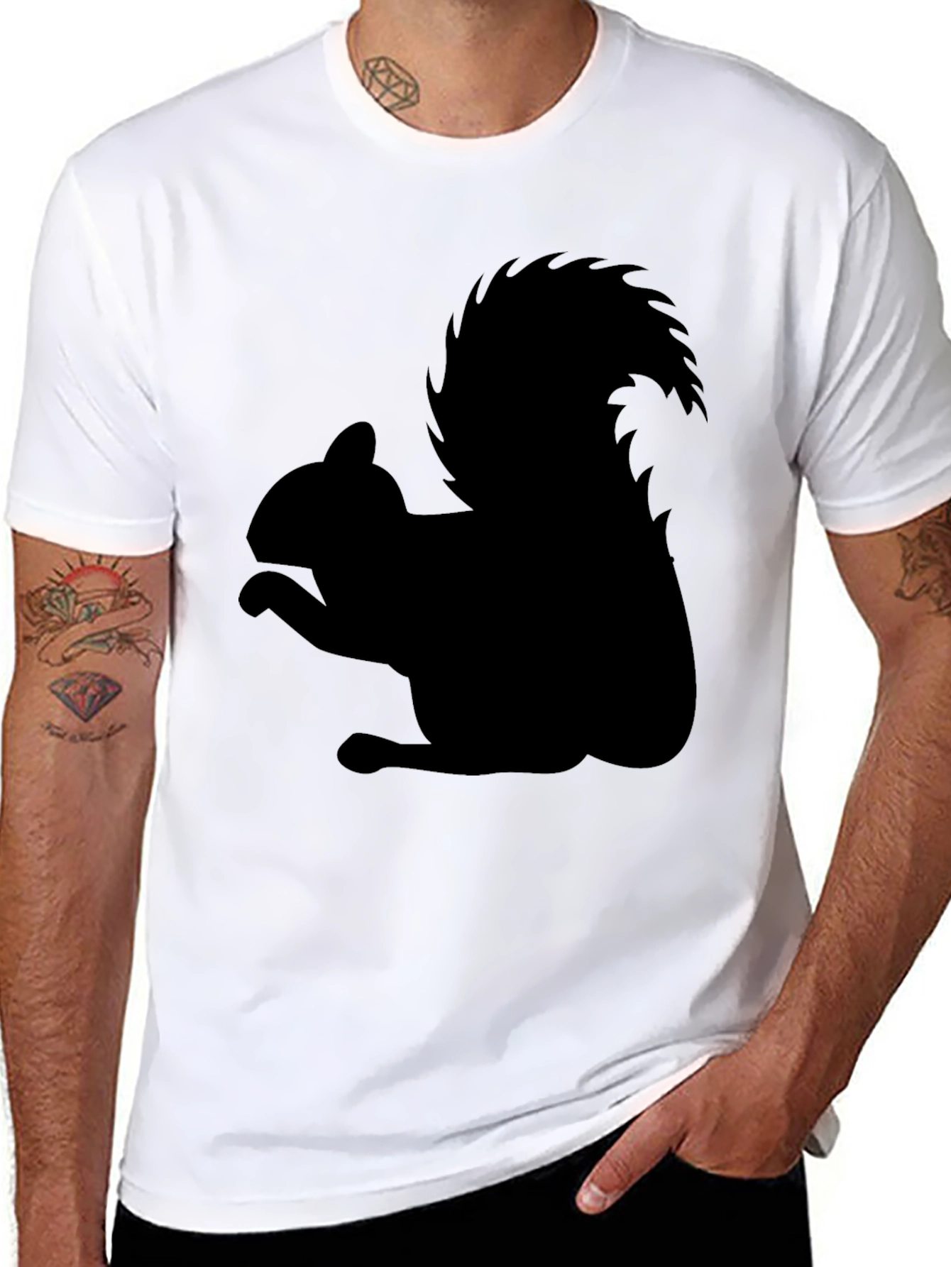 Squirrel Silhouette Black T-Shirt