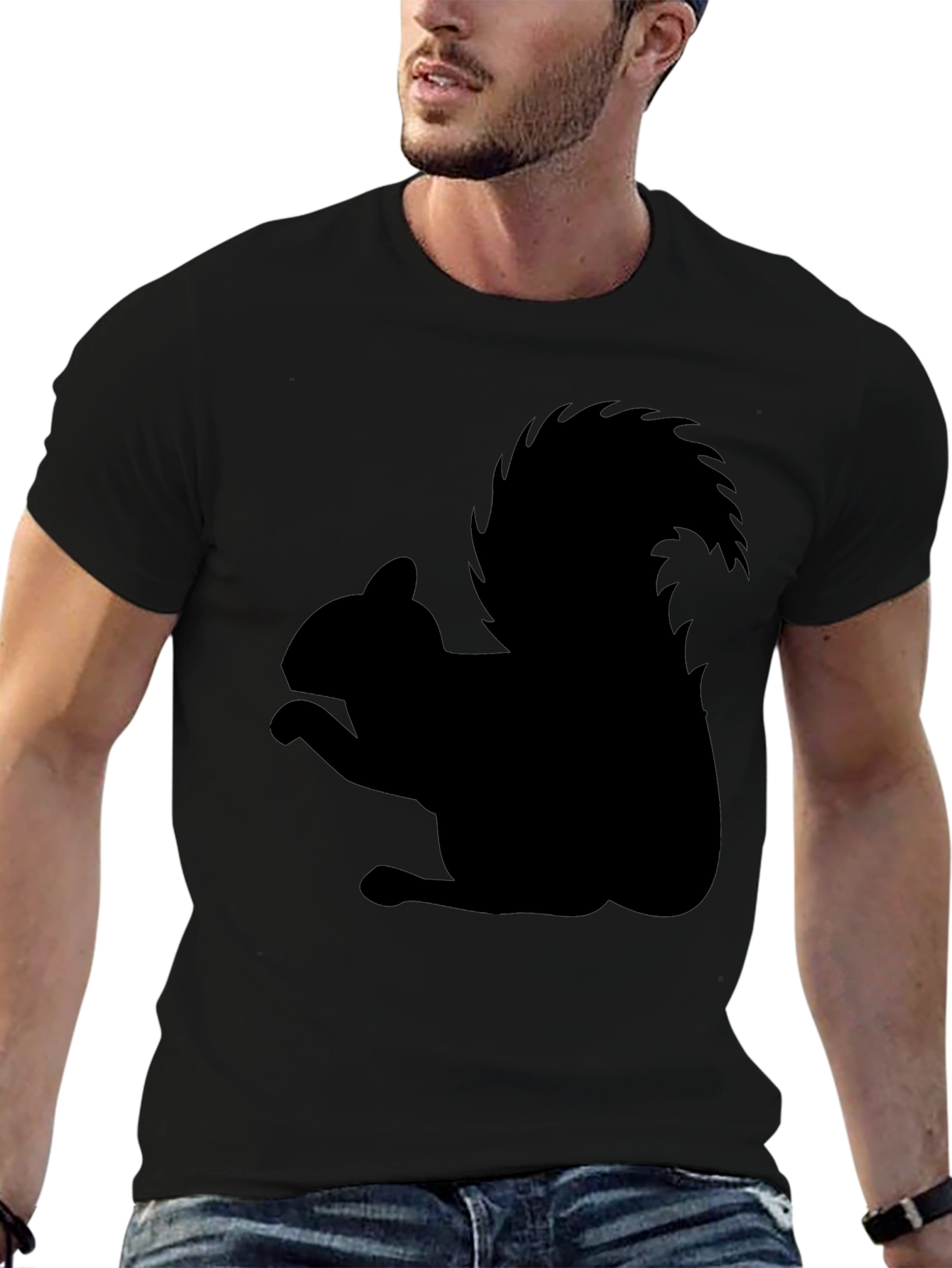 Squirrel Silhouette Black T-Shirt
