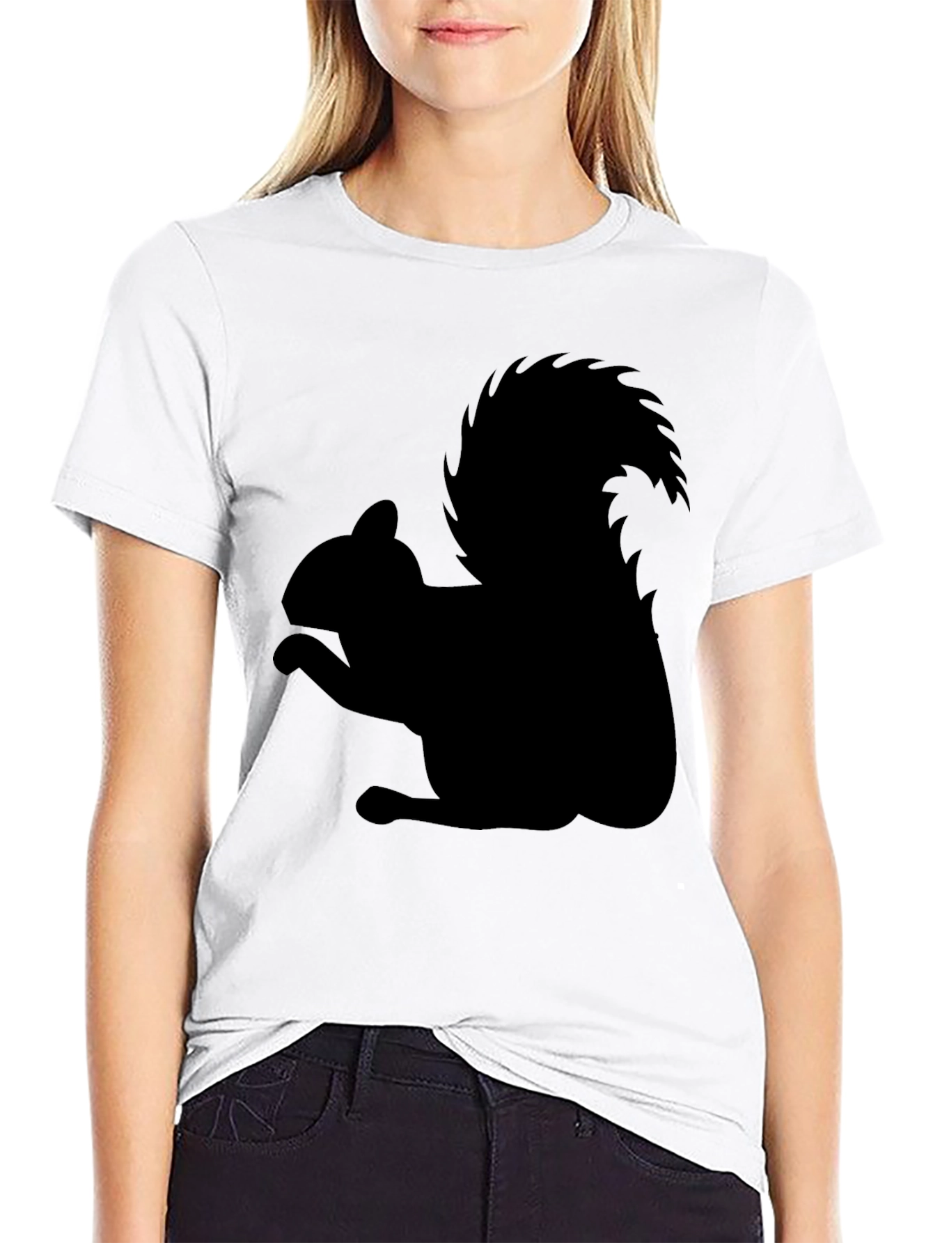 Squirrel Silhouette Black T-Shirt