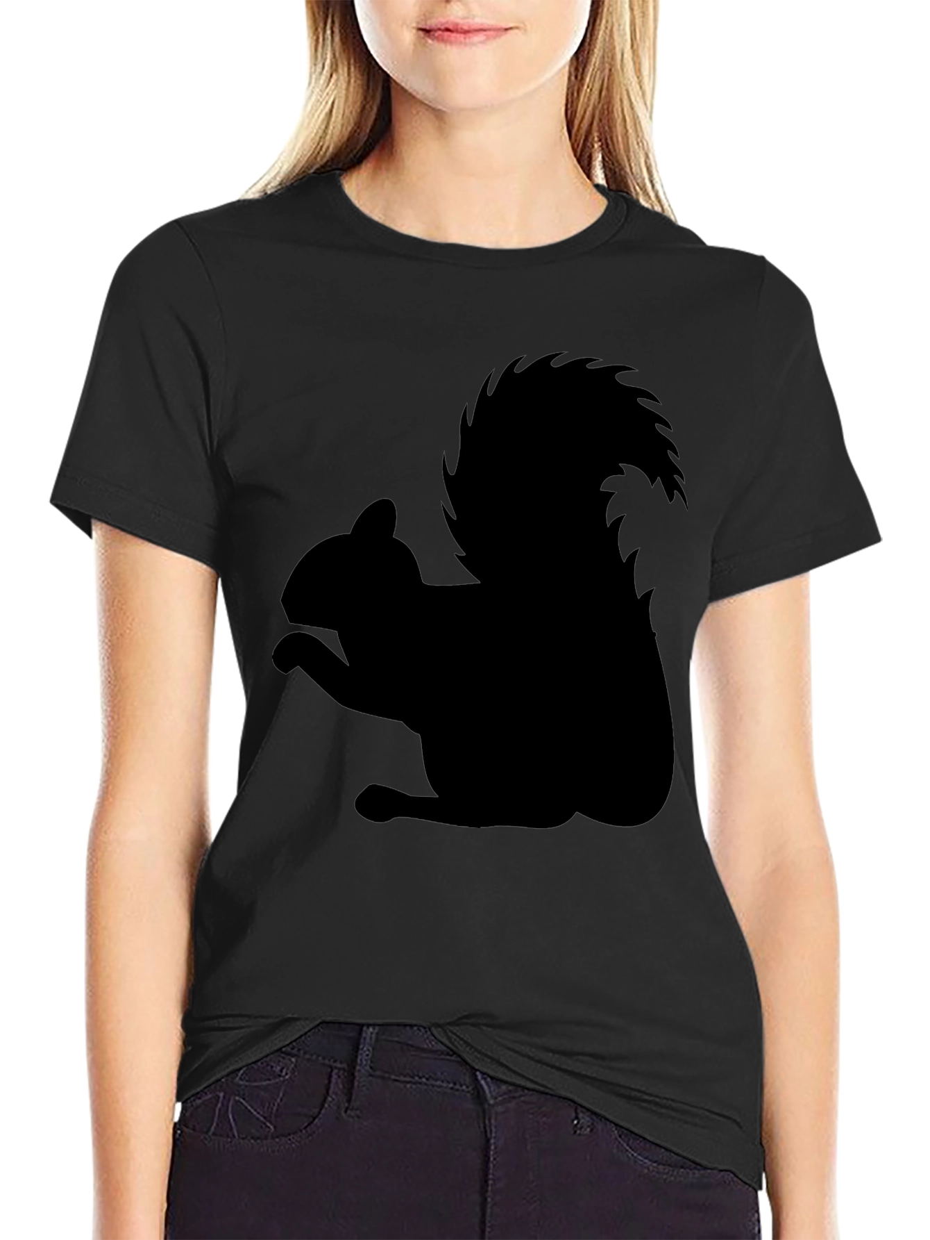 Squirrel Silhouette Black T-Shirt