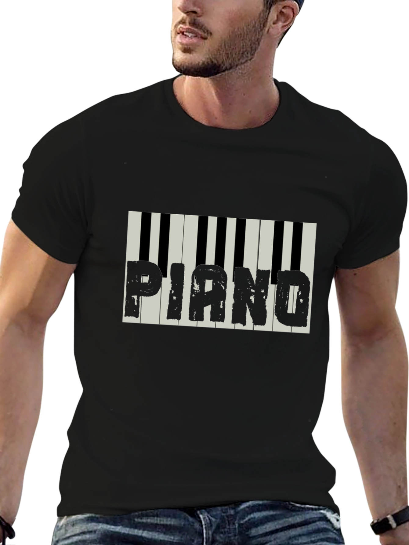 Piano Keys Graphic Black T-Shirt